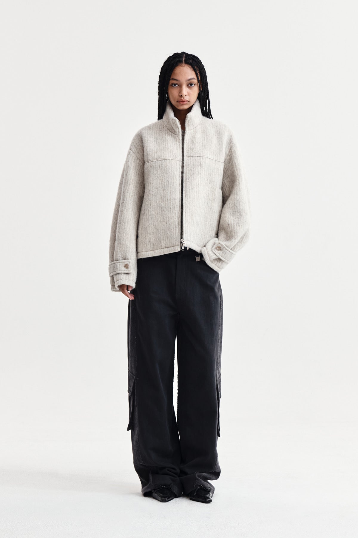 Matin Kim - Big Pocket Two Tone Wide Pants (Charcoal) product image 8 | TRAB K-Fashion Australia