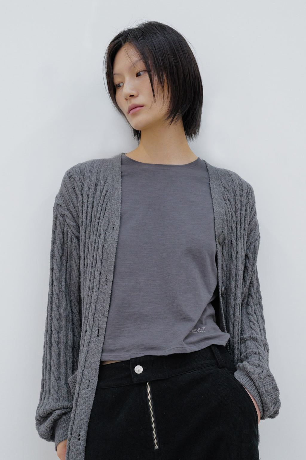 Deinet - Deinet Cable Cardigan (Charcoal) product image 8 | TRAB K-Fashion Australia