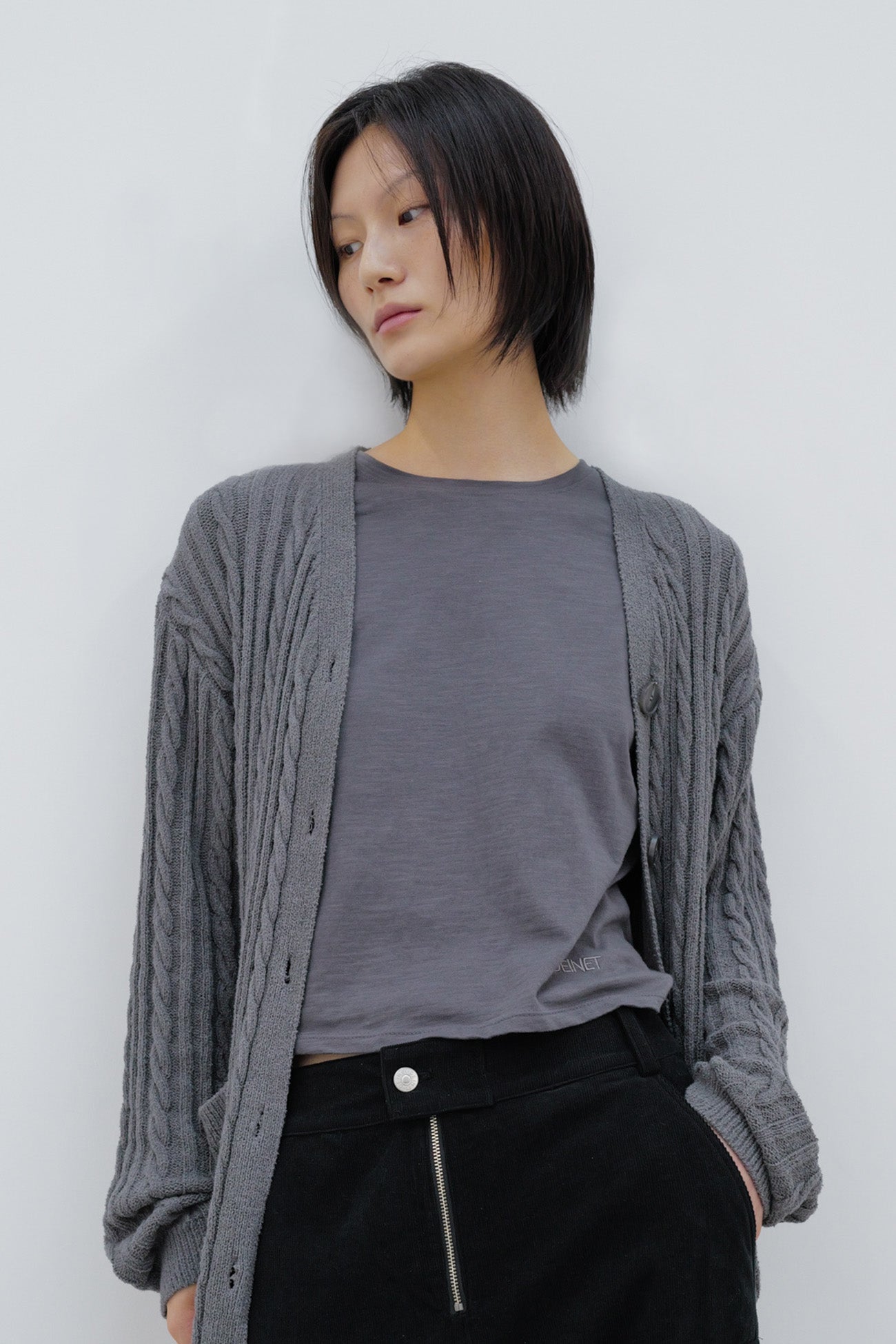 Deinet - Deinet Cable Cardigan (Charcoal) product image 8 | TRAB K-Fashion Australia