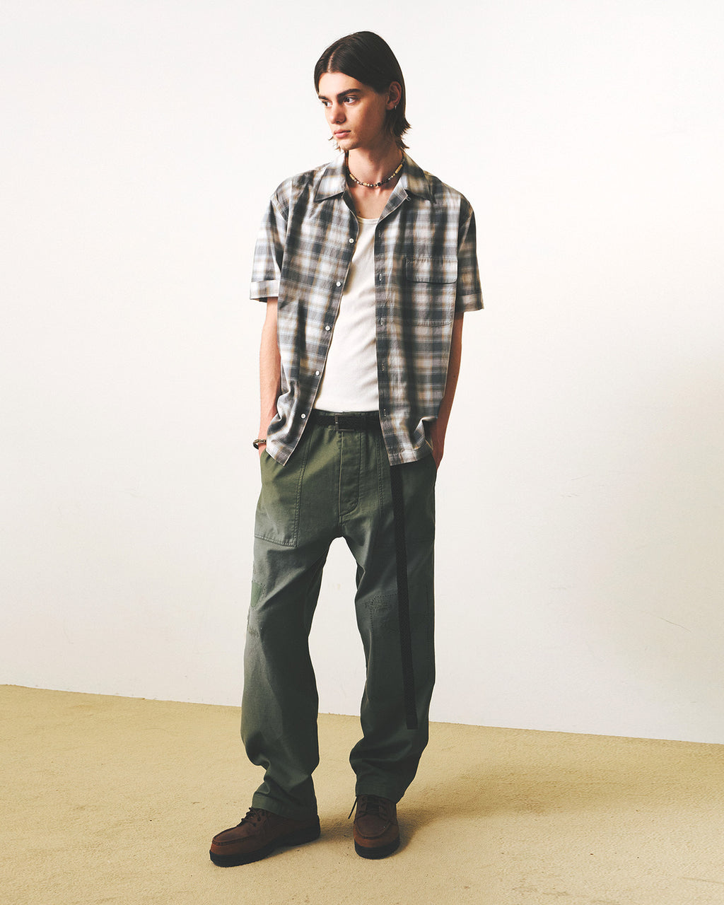 Eastlogue - Damaged Fatigue Pants (Olive Backsatin) product image 1 | TRAB K-Fashion Australia