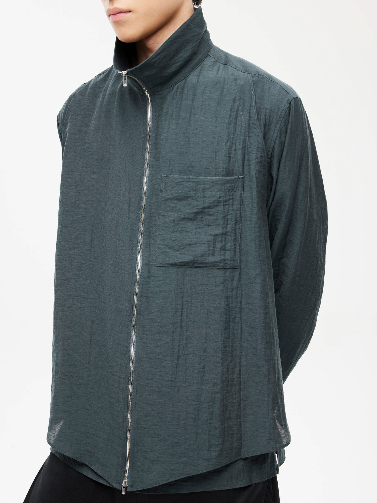 Jiyong Kim - Layered Zip-Up Shirt (Navy) product image 6 | TRAB K-Fashion Australia