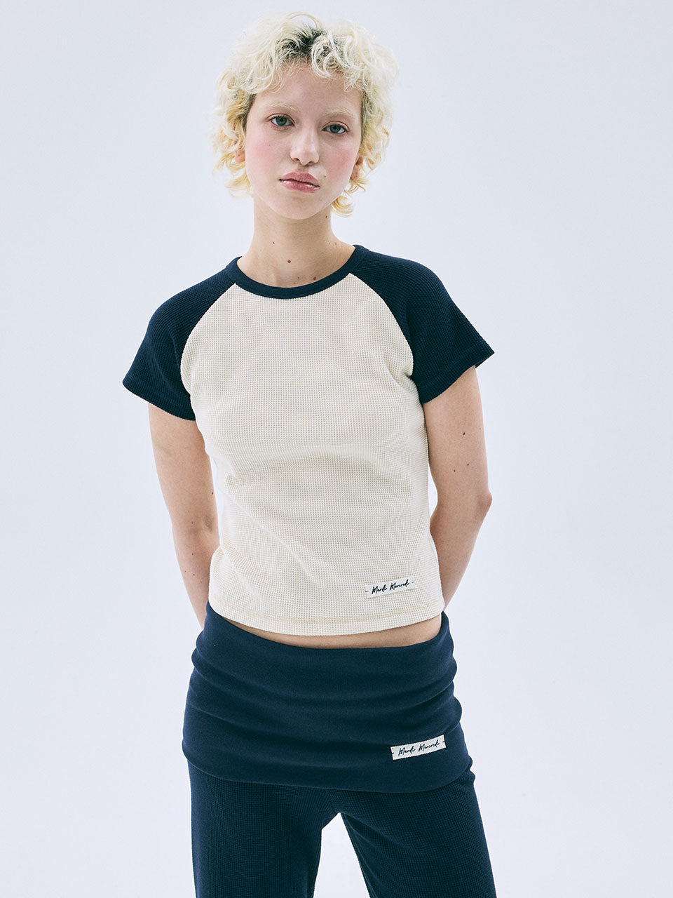 Mardi Mercredi - Waffle Cropped Tshirt Raglan (Butter) product image 1 | TRAB K-Fashion Australia