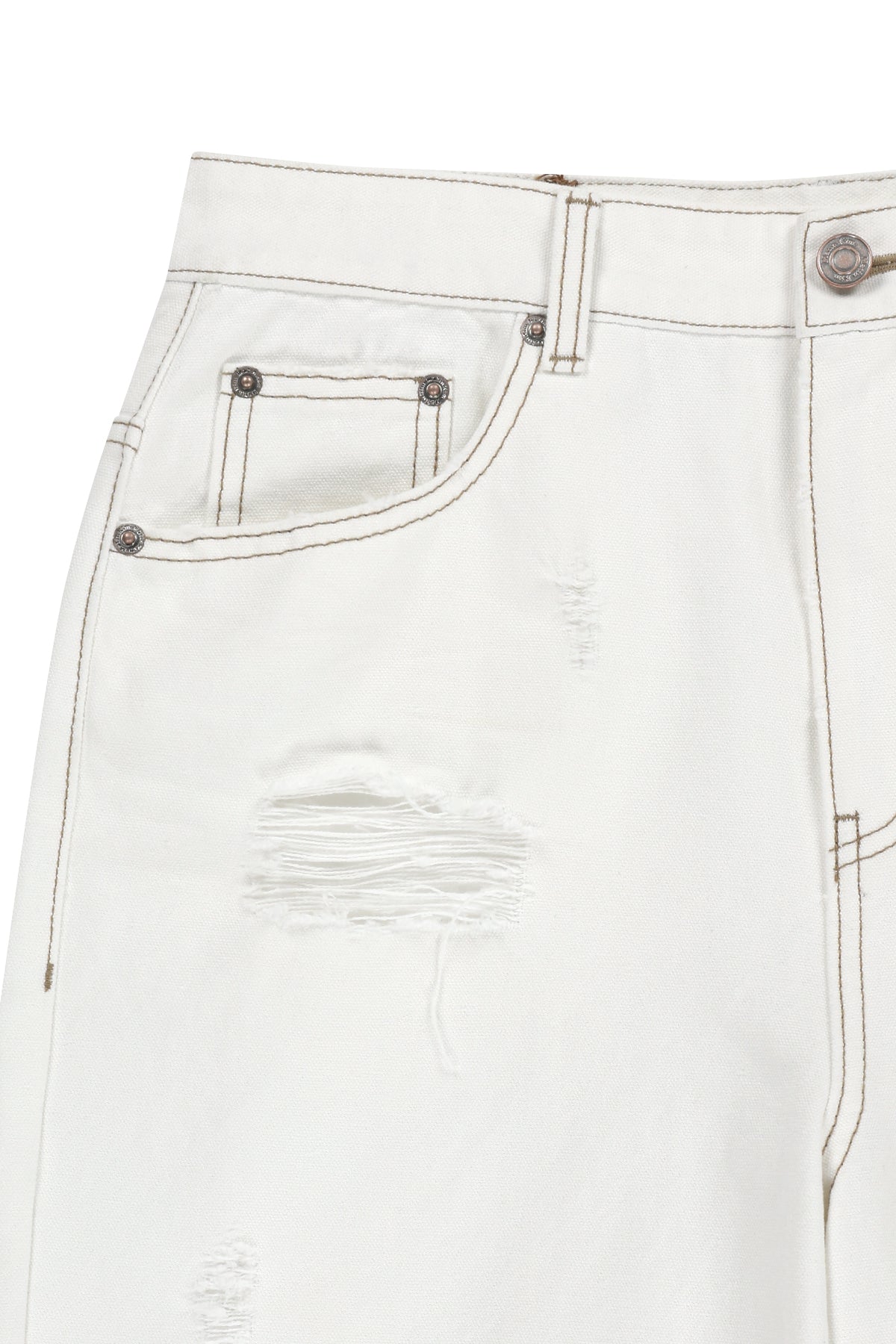 Matin Kim - Destroyed Color Dyeing Denim Pants (White) product image 3 | TRAB K-Fashion Australia