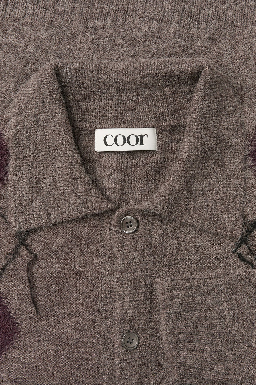 Coor - Inside Out Argyle Collar Cardigan (Melange Brown) product image 5 | TRAB K-Fashion Australia