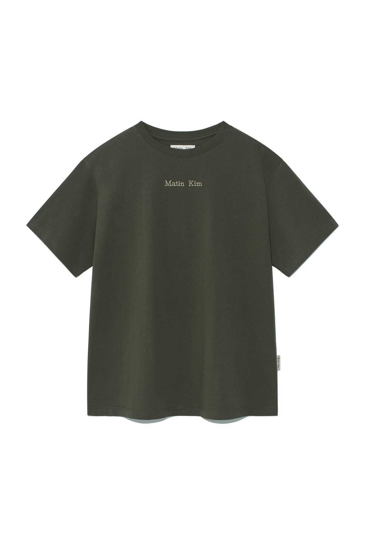 Matin Kim - Embroidery Small Logo Oversize Top (Khaki) product image 1 | TRAB K-Fashion Australia