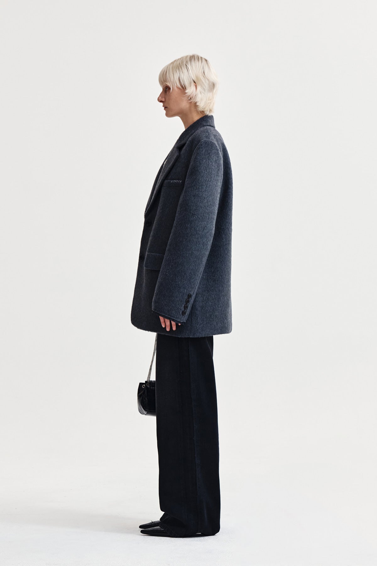 Matin Kim - Hairy Overfit Stitch Single Jacket (Grey) product image 7 | TRAB K-Fashion Australia