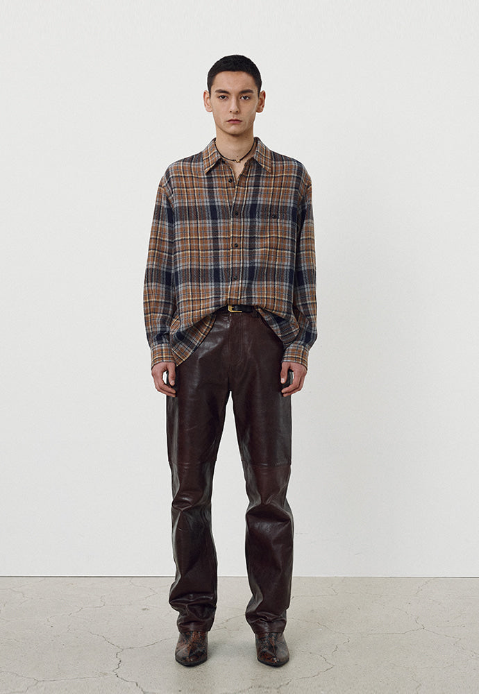 Tonywack - Light Wool Single Pocket Check Shirt (Camel) product image 1 | TRAB K-Fashion Australia