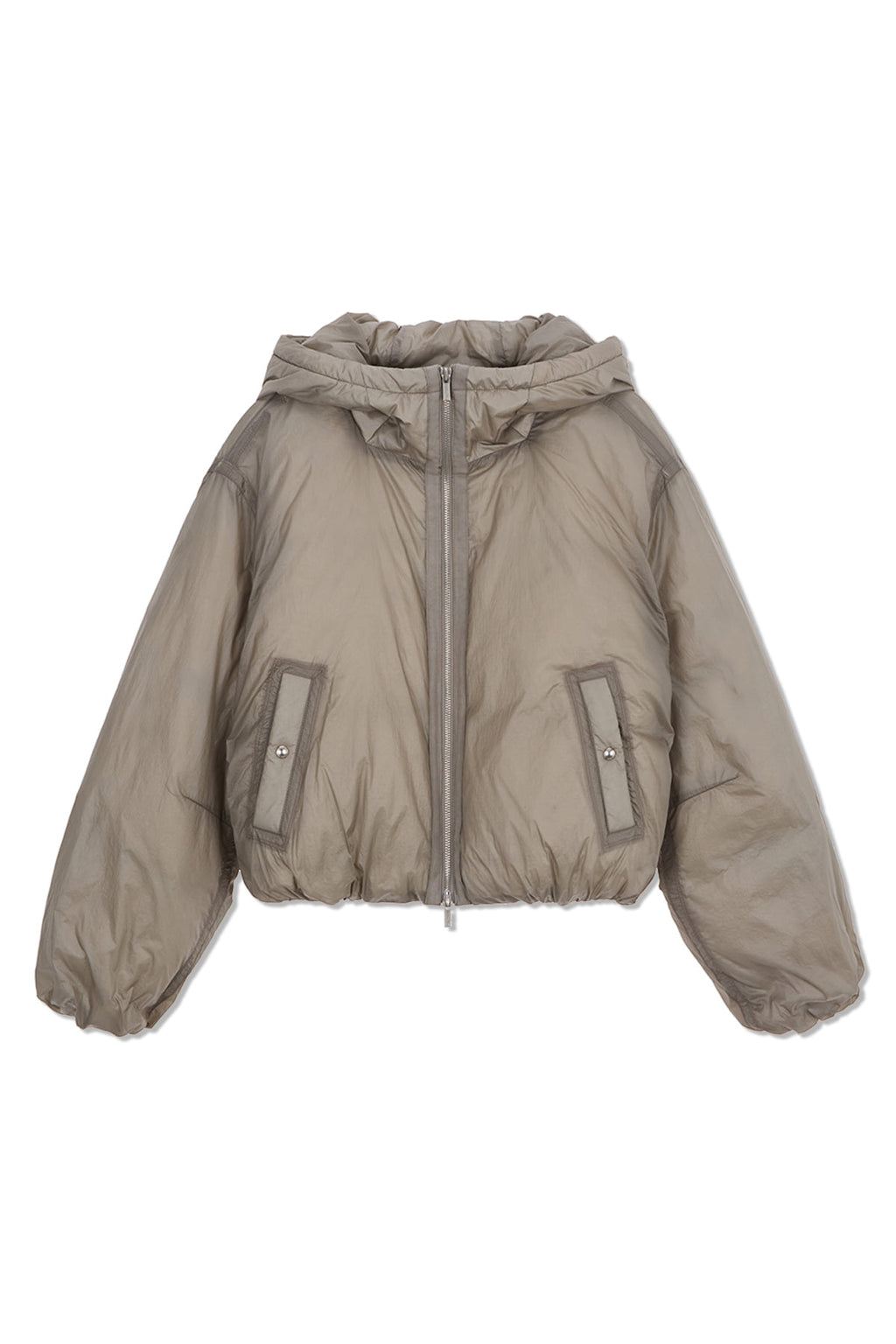 Matin Kim - Back Logo Hoody Short Down Jumper (Beige) product image 10 | TRAB K-Fashion Australia