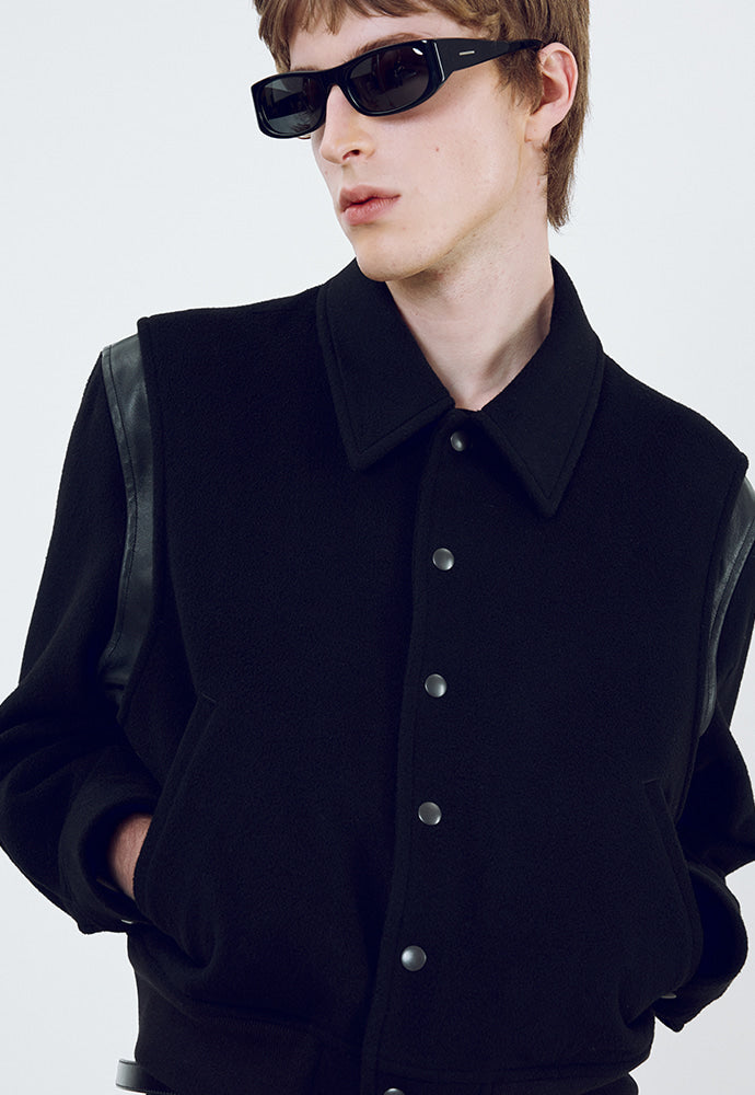 Tonywack - Leather-Trimmed Cropped Bomber Jacket (Black) product image 7 | TRAB K-Fashion Australia