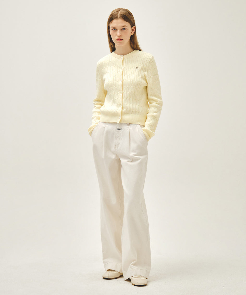 Marithe & Francois Girbaud - Low-waist Tuck Wide Denim Pants (Ecru) product image 3 | TRAB K-Fashion Australia