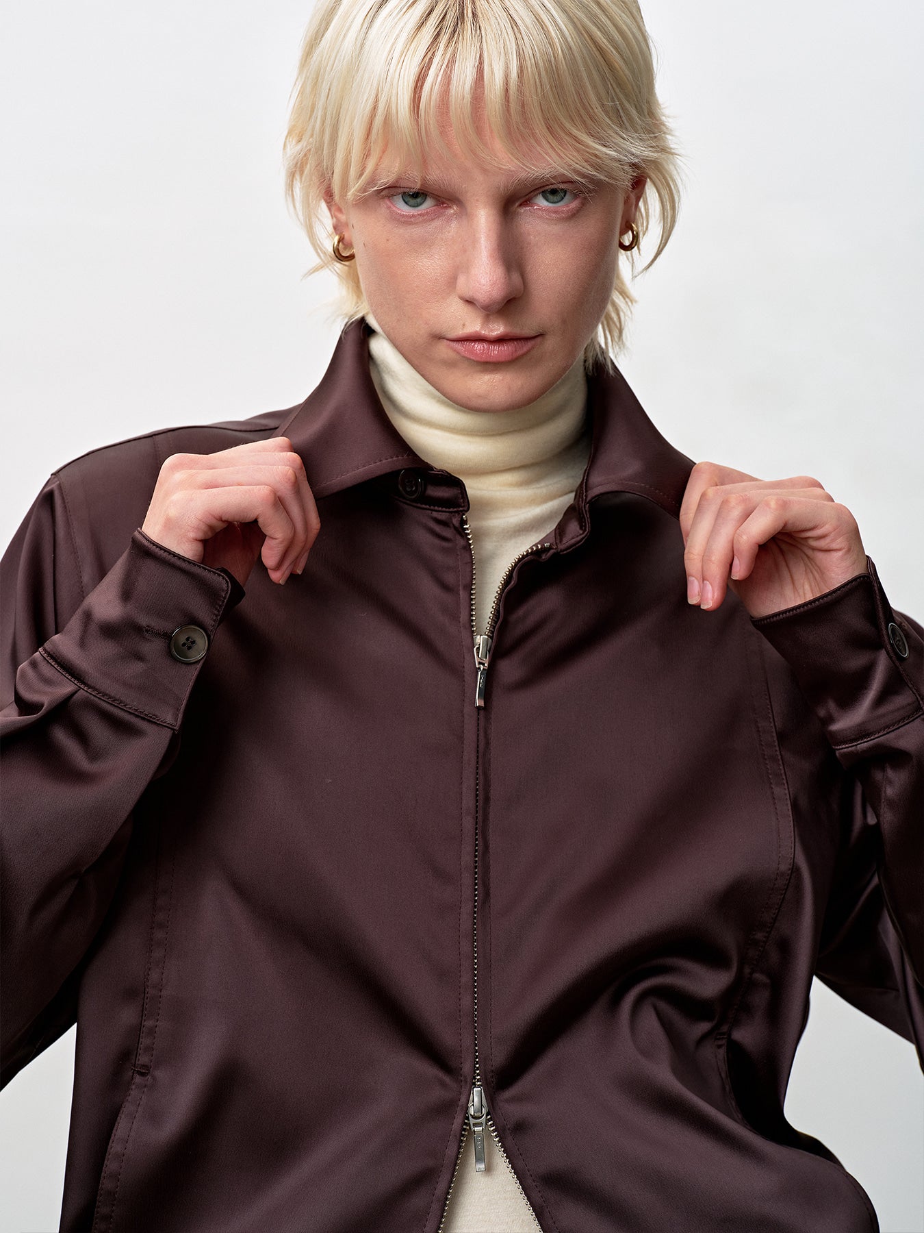 Tonywack - Silky Zippered Blouson Jacket (Brown) product image 8 | TRAB K-Fashion Australia