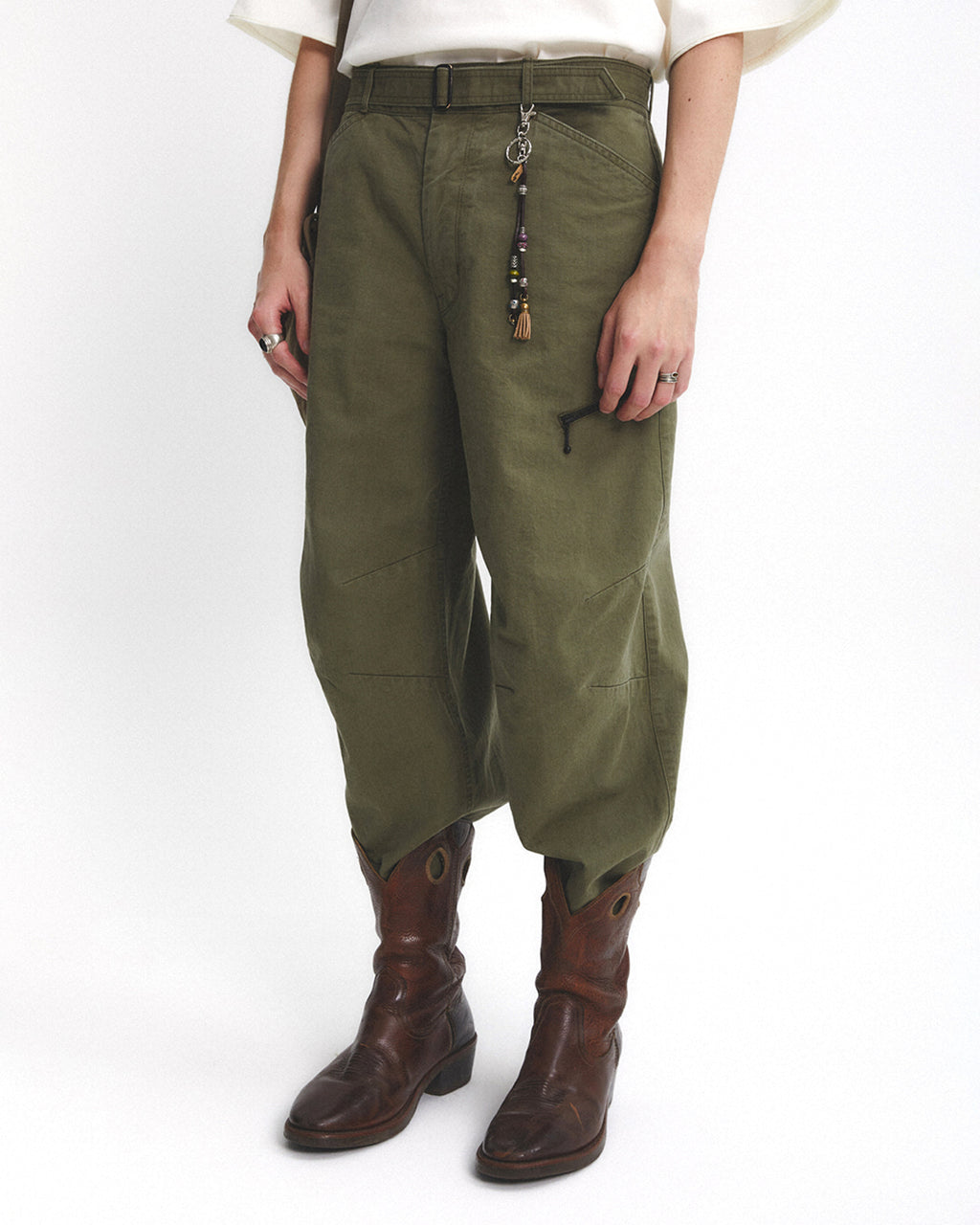 Eastlogue - Curve Knee Belted Pants (Olive) product image 3 | TRAB K-Fashion Australia