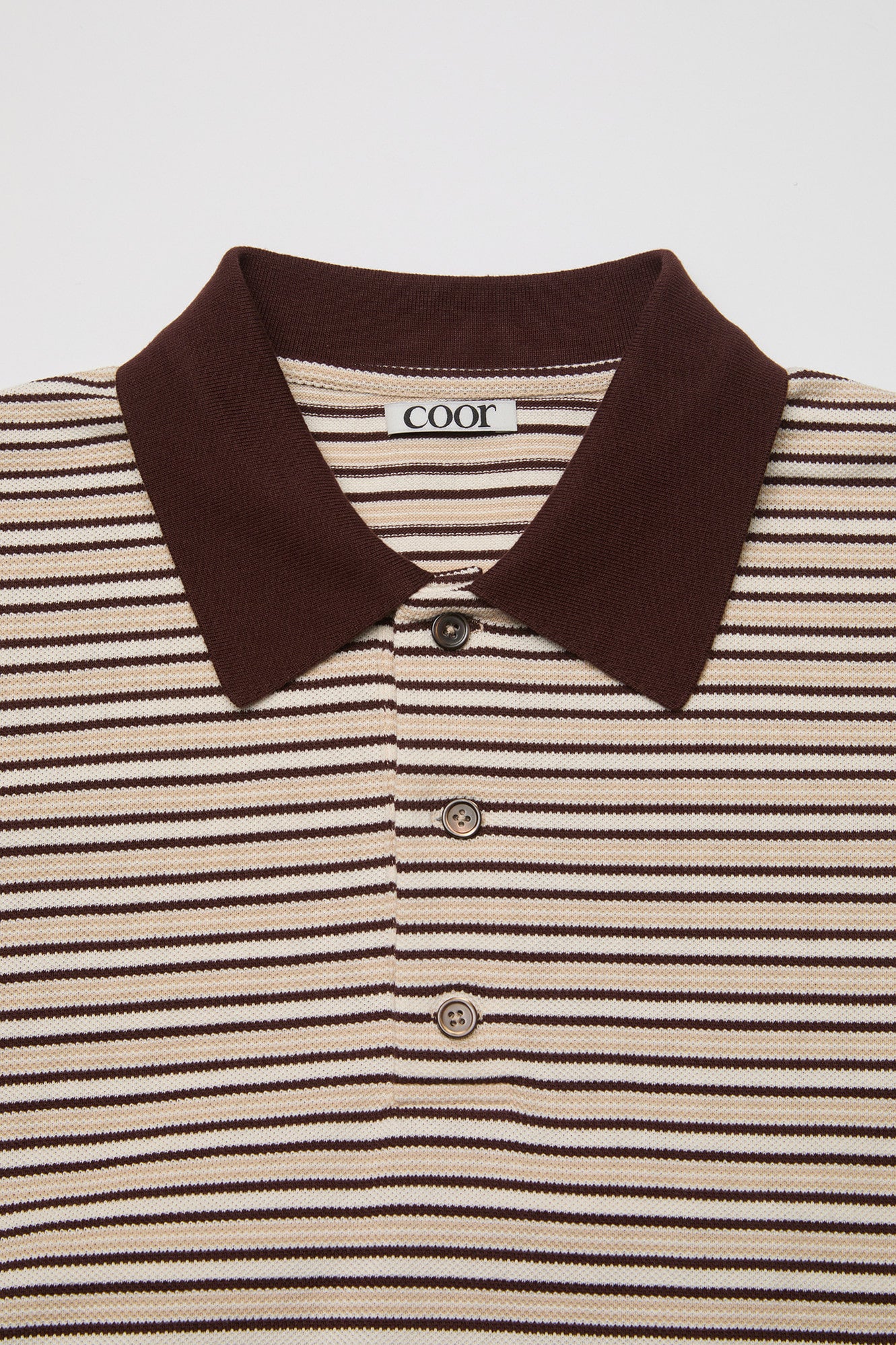 Coor - Multi-Pin Stripe Polo Shirt (Brown) product image 5 | TRAB K-Fashion Australia