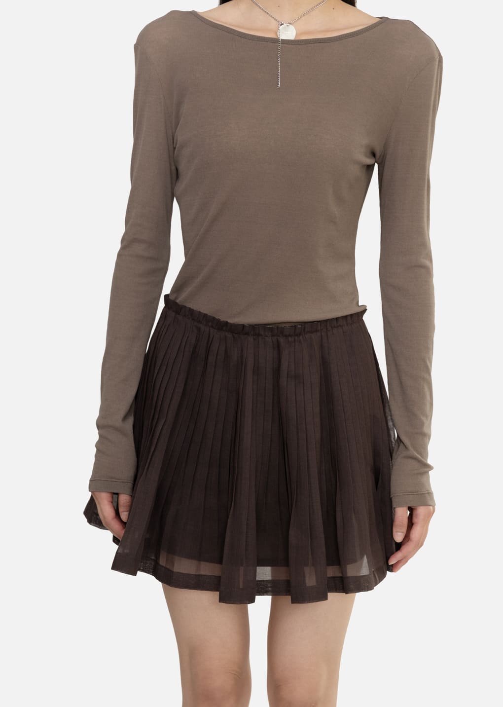 Amomento - Pleated Mini Skirt (Brown) product image 5 | TRAB K-Fashion Australia