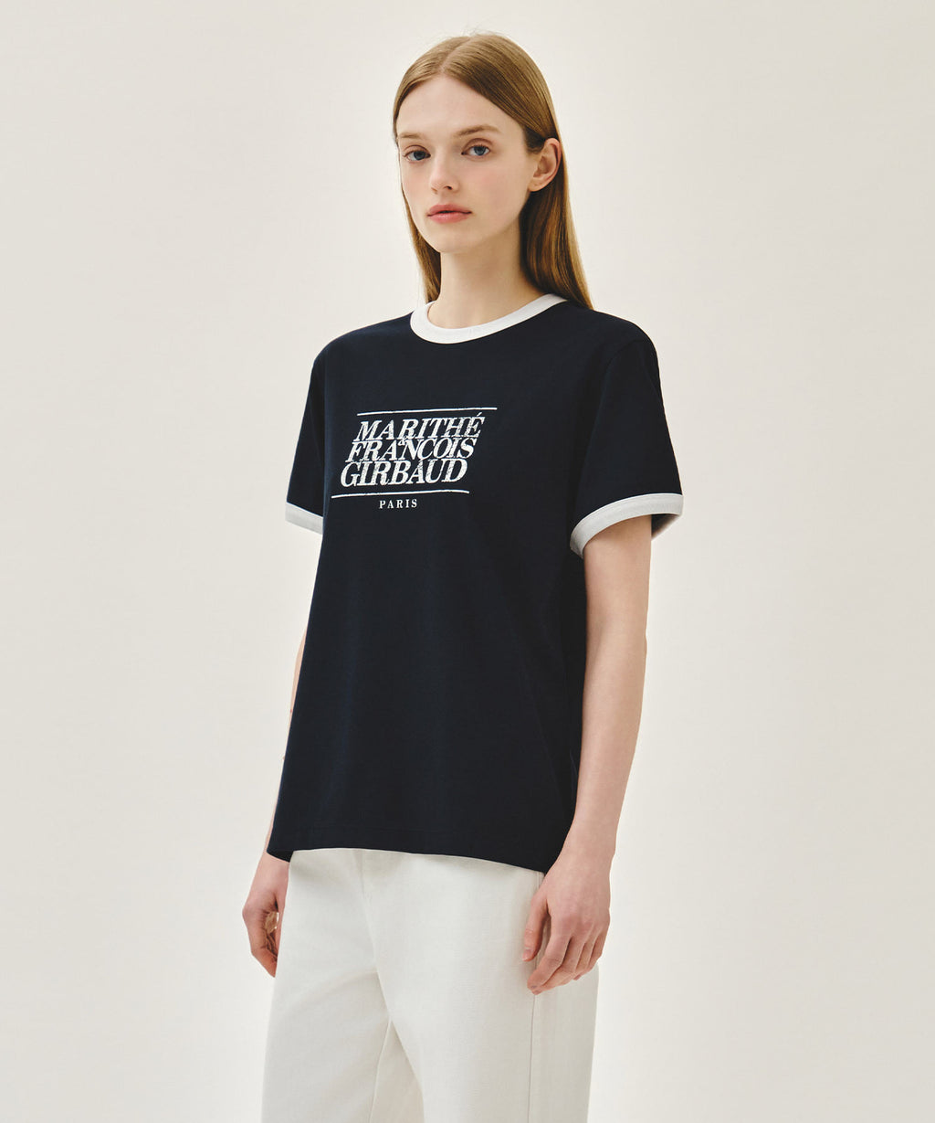 Marithe & Francois Girbaud - Aerocool Crack Classic Logo Ringer Tee (Navy) product image 2 | TRAB K-Fashion Australia