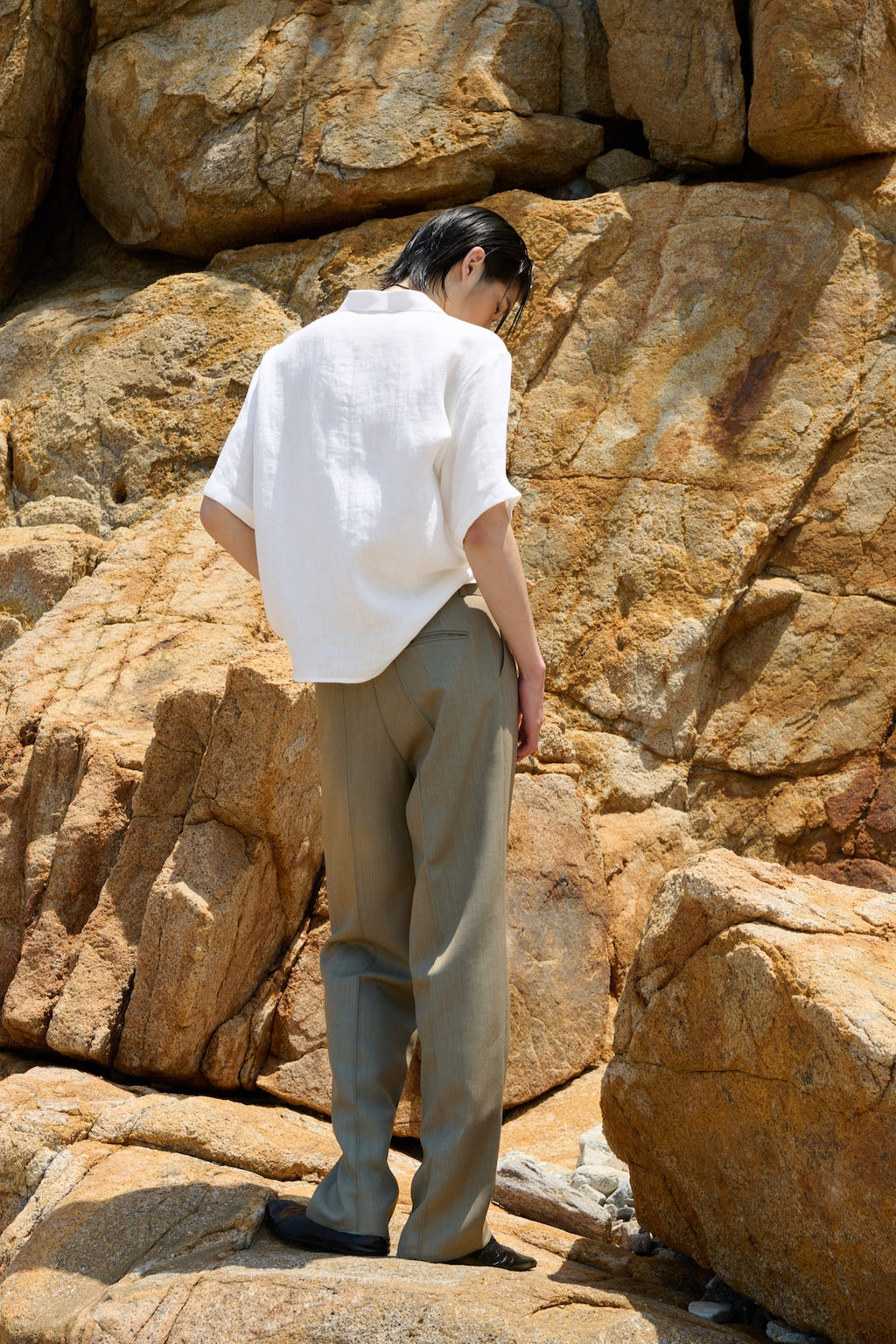 STU - Low Rise Pin Tuck Wool Slacks (Beige) product image 3 | TRAB K-Fashion Australia