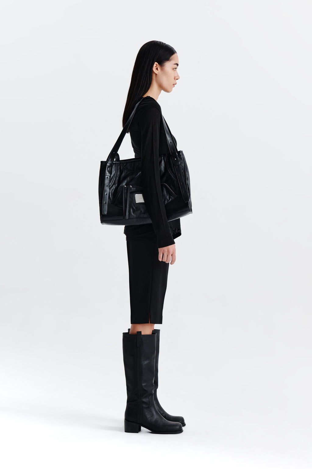 Matin Kim - Slit Point Sleeveless Layered Top (Black) product image 6 | TRAB K-Fashion Australia