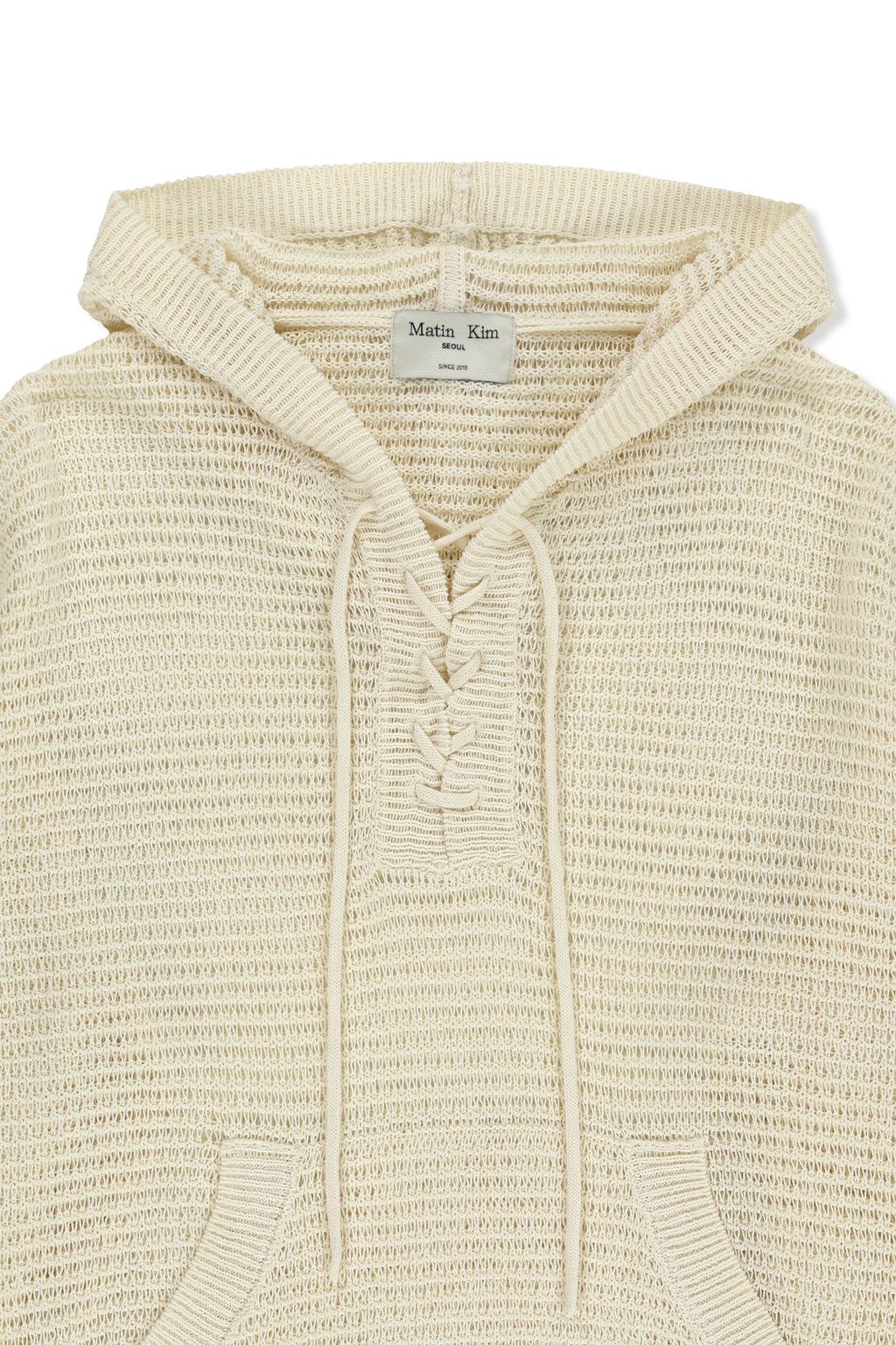 Matin Kim - Oversized Mesh Knit Hoodie (Cream) product image 3 | TRAB K-Fashion Australia