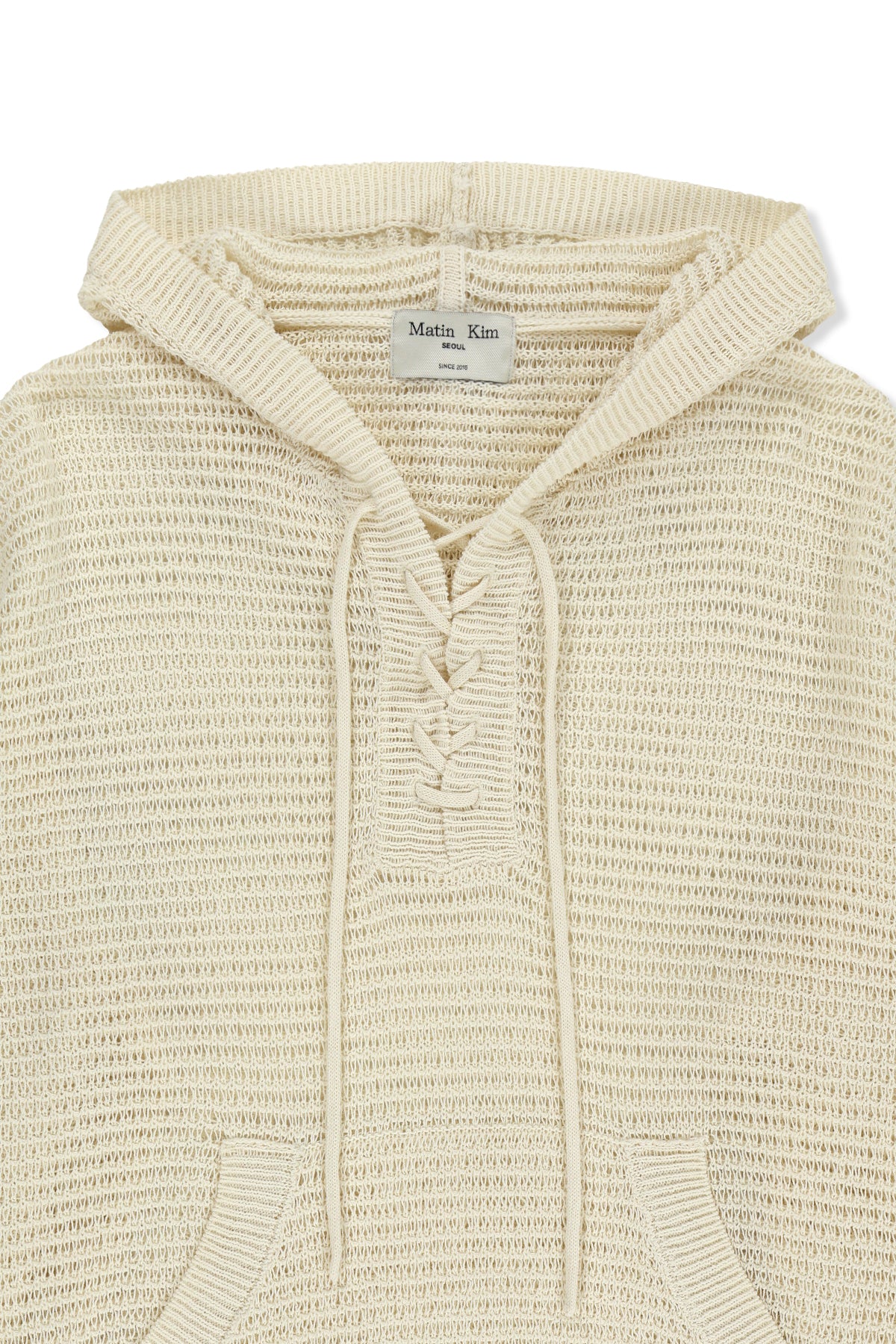 Matin Kim - Oversized Mesh Knit Hoodie (Cream) product image 3 | TRAB K-Fashion Australia