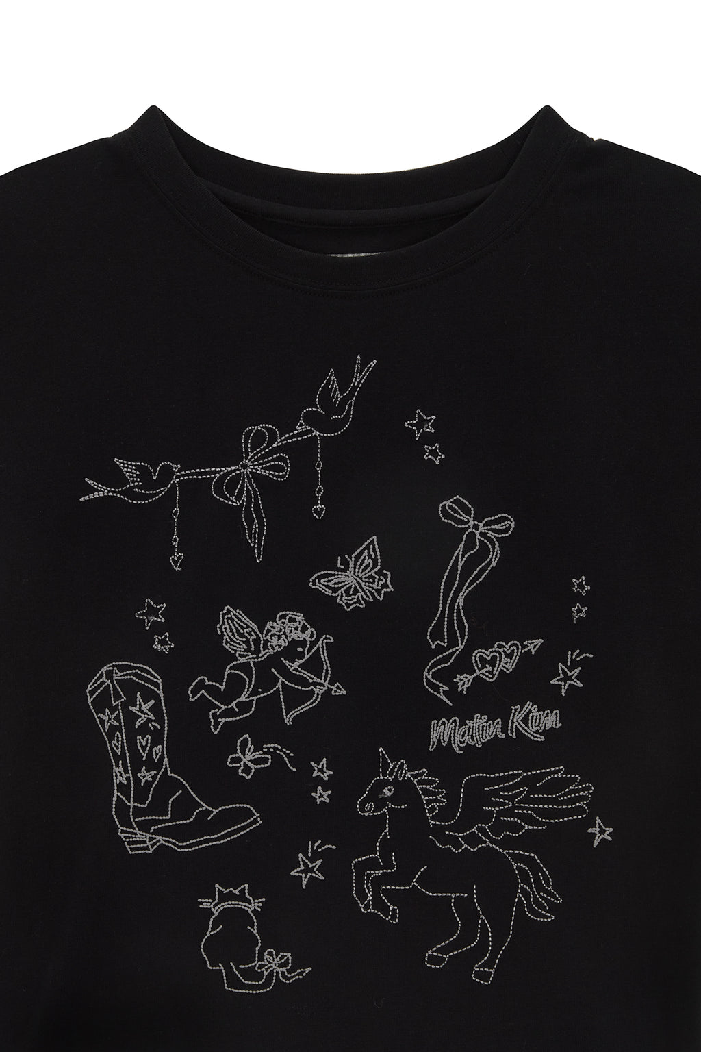 Matin Kim - Kitsch Printing Crop Top (Black) product image 3 | TRAB K-Fashion Australia