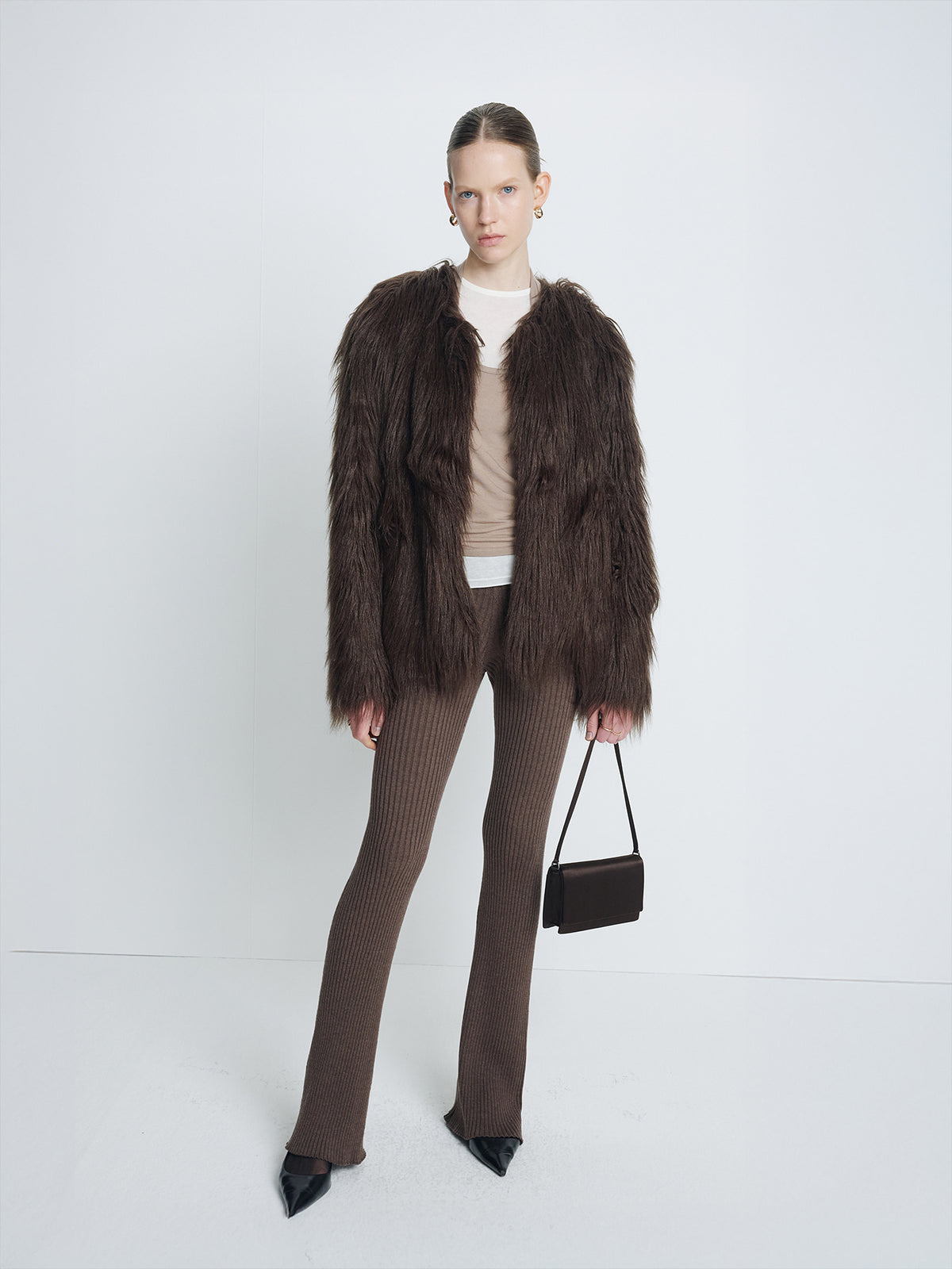 Tonywack - Long Hair Faux Fur Jacket (Brown) product image 1 | TRAB K-Fashion Australia