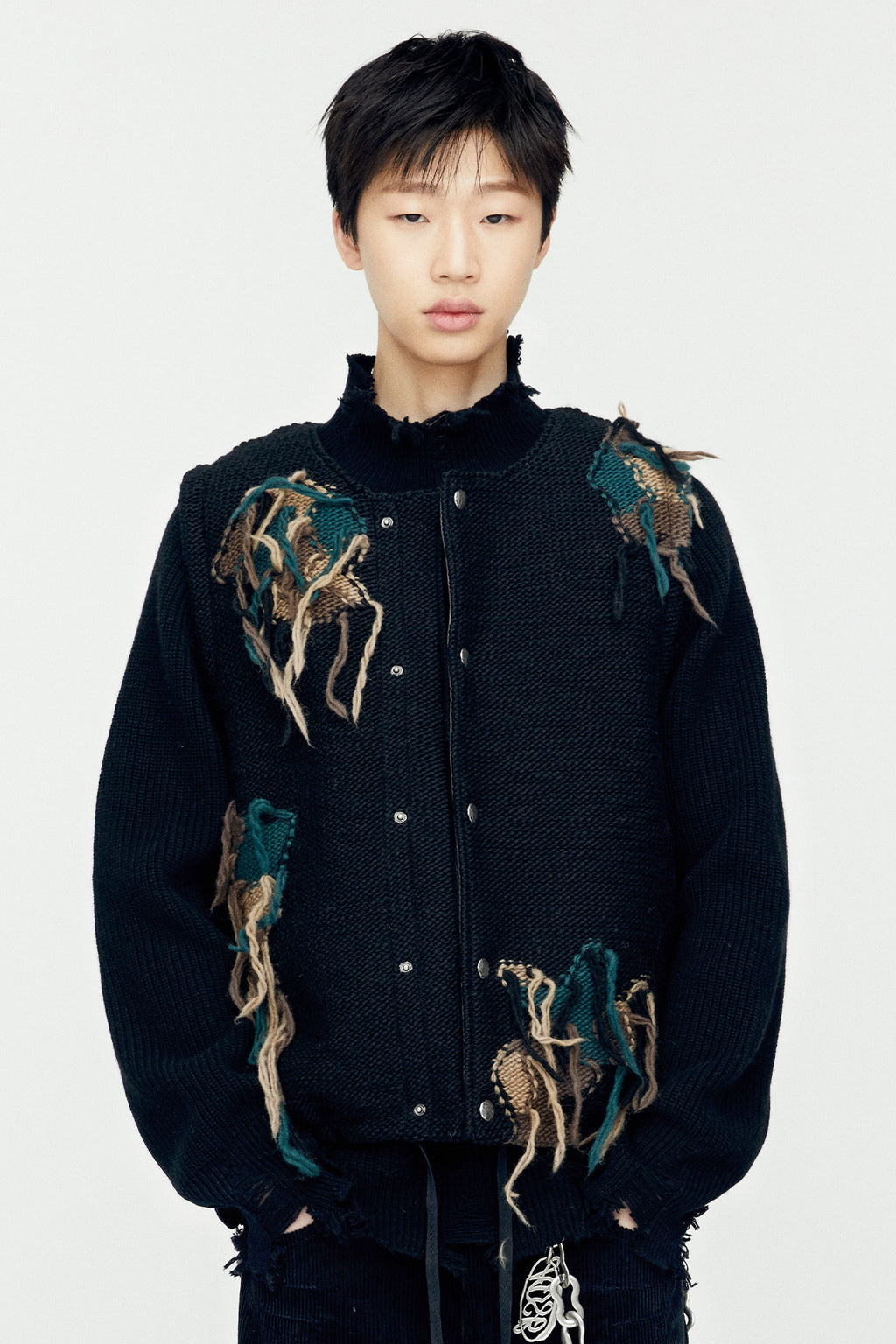 Andersson Bell - Camouflage Reversible Knit Vest (Black) product image 5 | TRAB K-Fashion Australia
