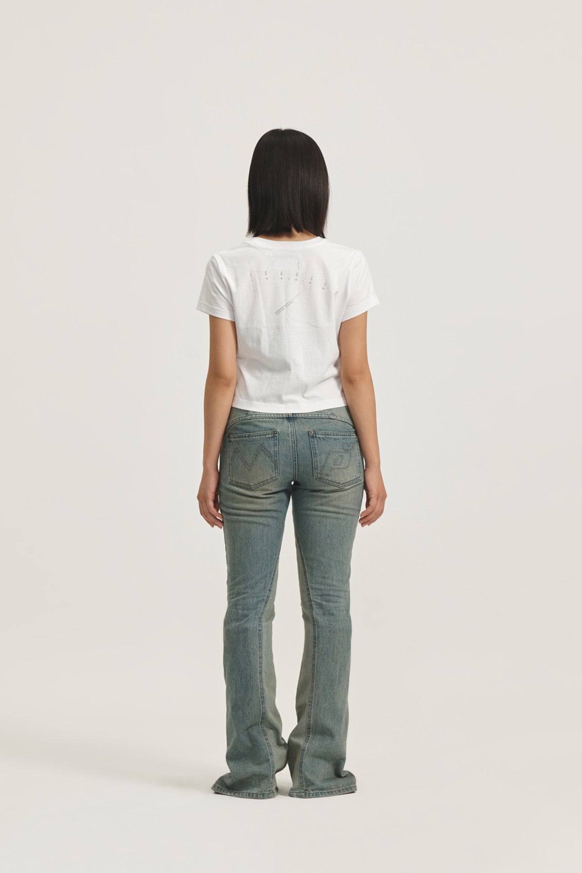 Matin Kim - Peaches Logo Graphic Crop Top (White) product image 11 | TRAB K-Fashion Australia