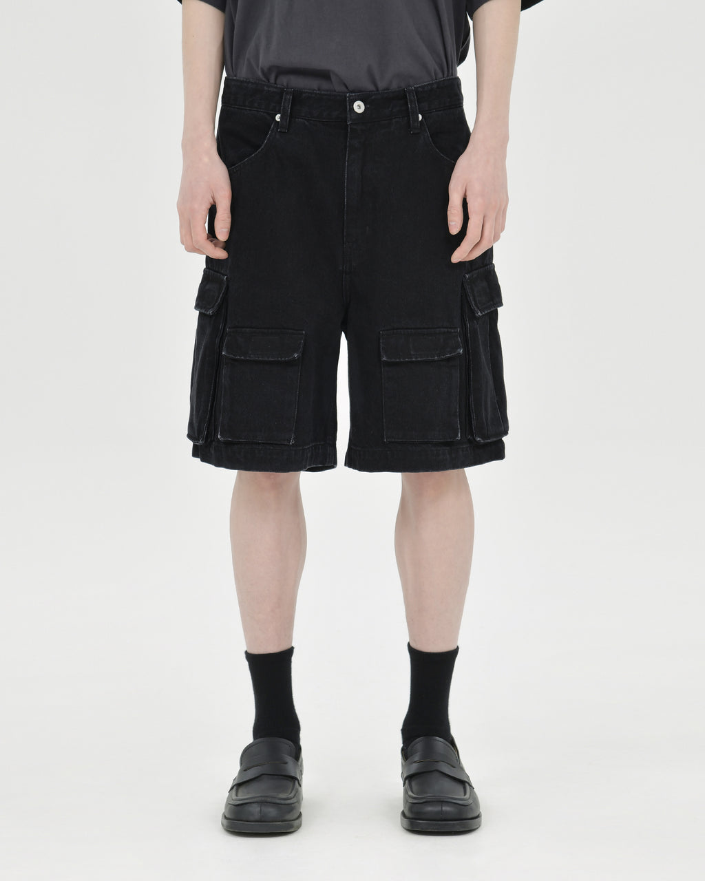 Brownyard - Military Denim Shorts (Black) product image 1 | TRAB K-Fashion Australia
