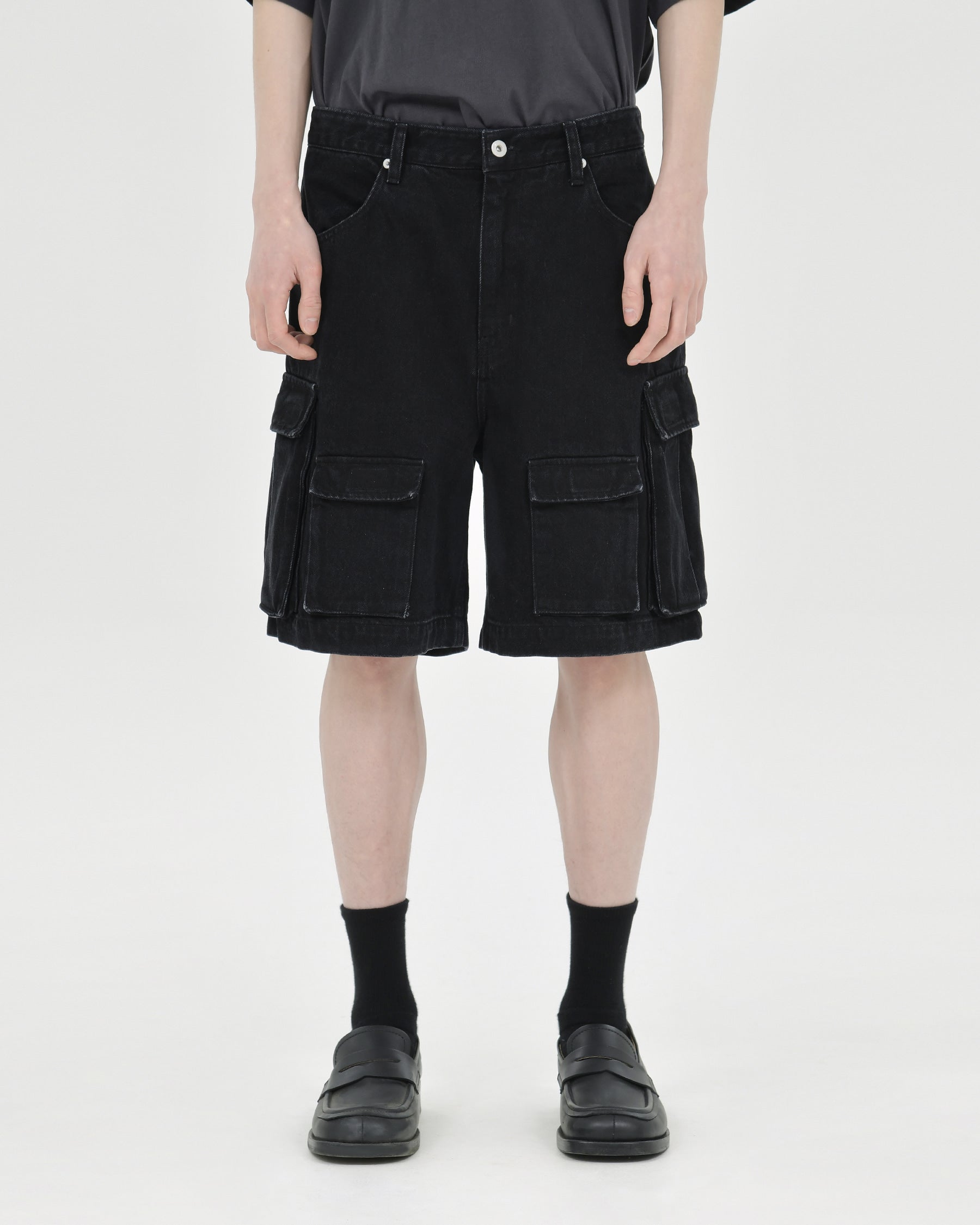 Brownyard - Military Denim Shorts (Black) product image 1 | TRAB K-Fashion Australia