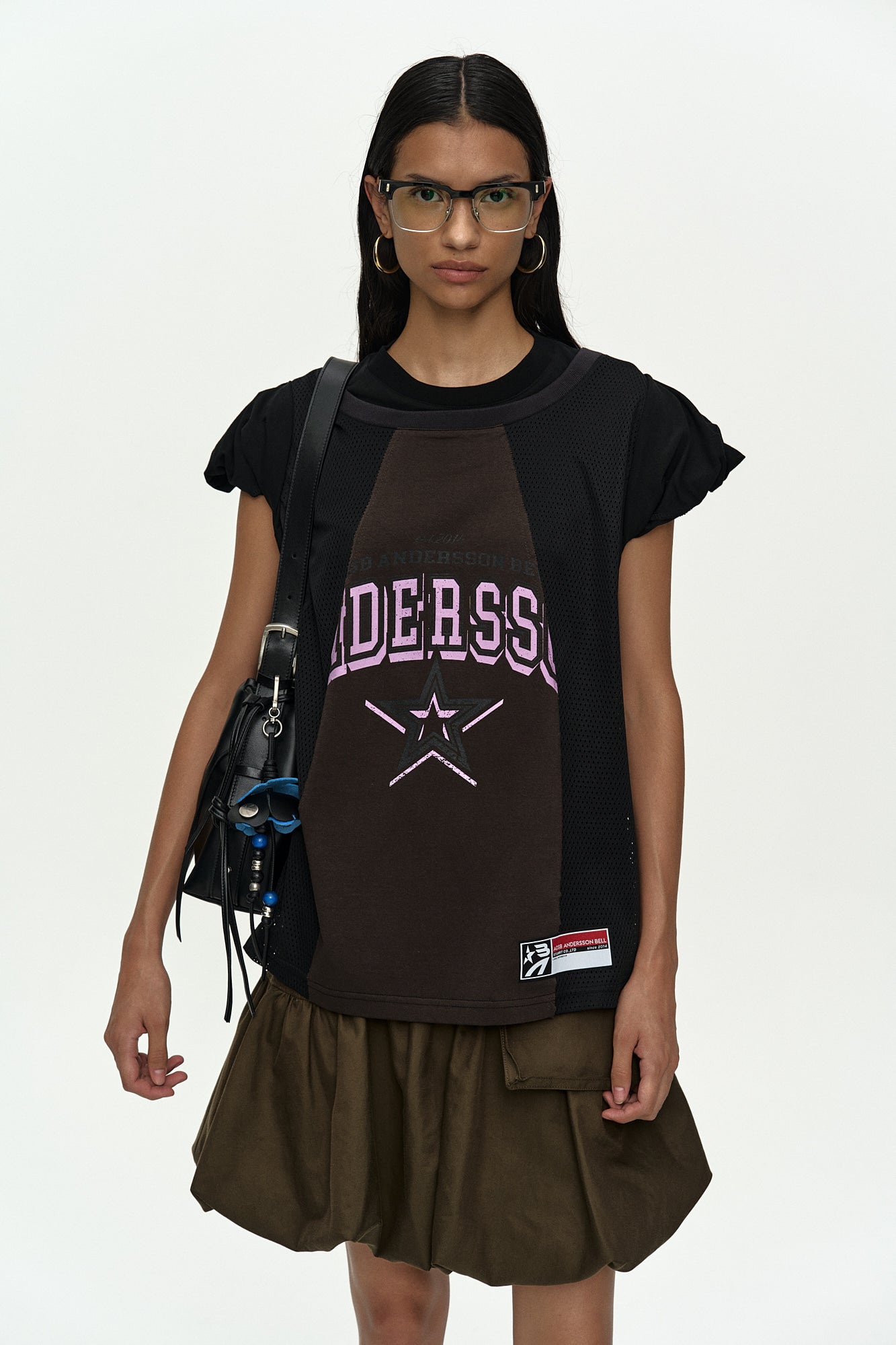 Andersson Bell - Basketball Jersey Layered Roll Up T-Shirt (Black/Brown) product image 4 | TRAB K-Fashion Australia
