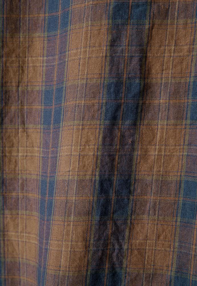 Art if acts - Non Collar Linen French Check Shirt (Blue/Brown) product image 13 | TRAB K-Fashion Australia