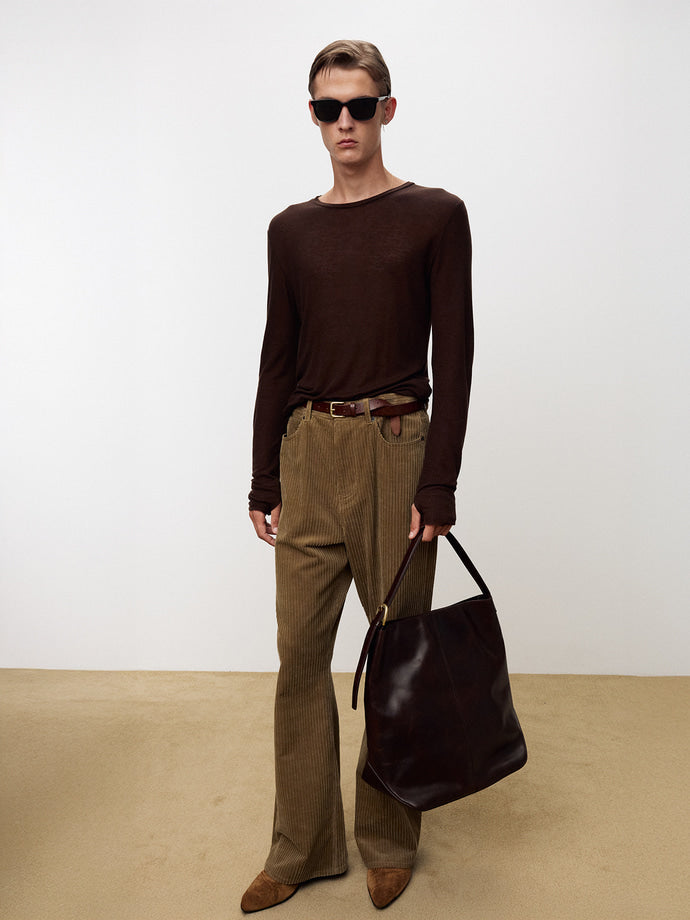 Tonywack - Sheer Wool Ribbed Knit Top (Brown) product image 8 | TRAB K-Fashion Australia