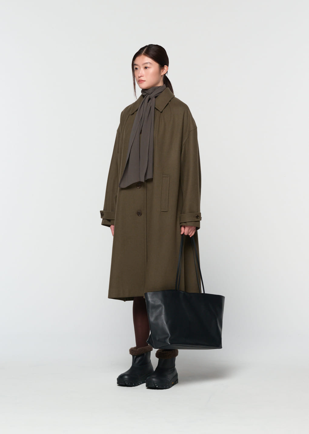 Amomento - shirring coat (Khaki) product image 3 | TRAB K-Fashion Australia