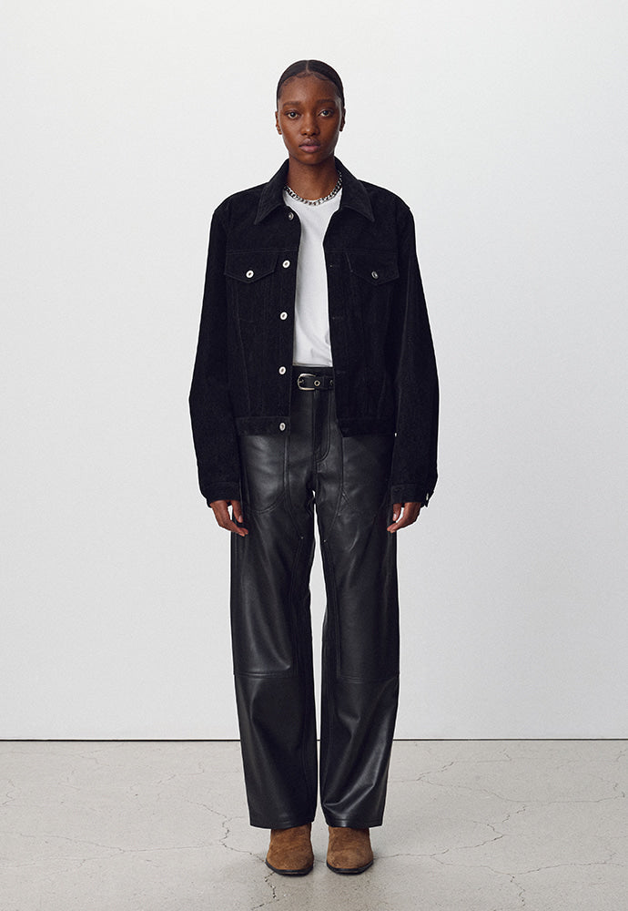 Tonywack - Velvet Denim Trucker Jacket (Black) product image 2 | TRAB K-Fashion Australia