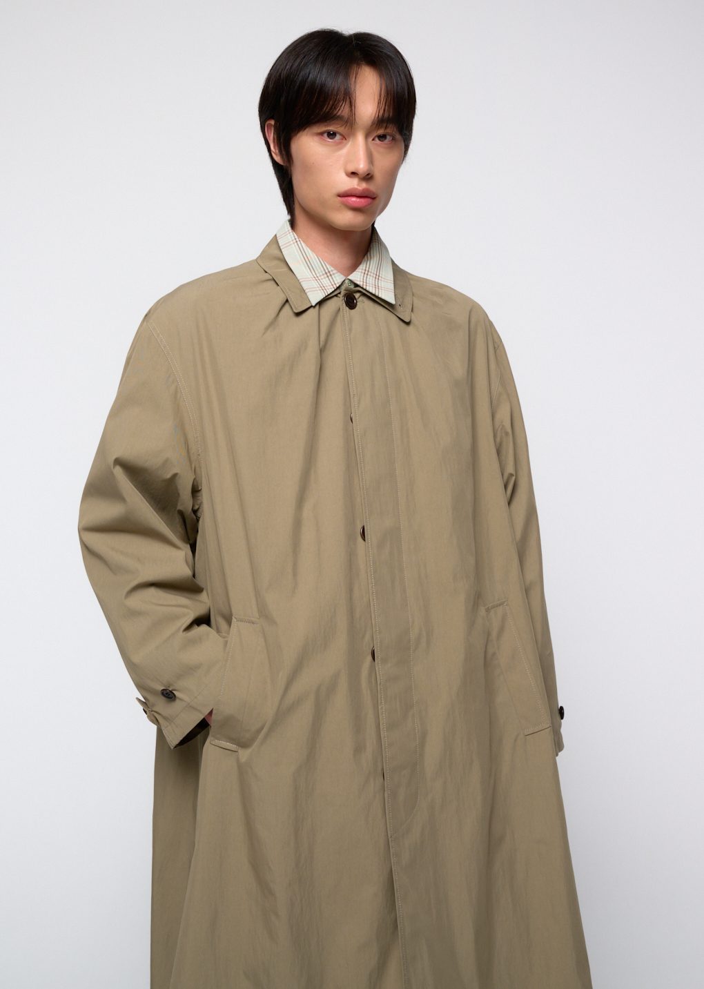 Amomento - [Pre-Order] Cotton nylon shirring coat (Khaki) product image 8 | TRAB K-Fashion Australia