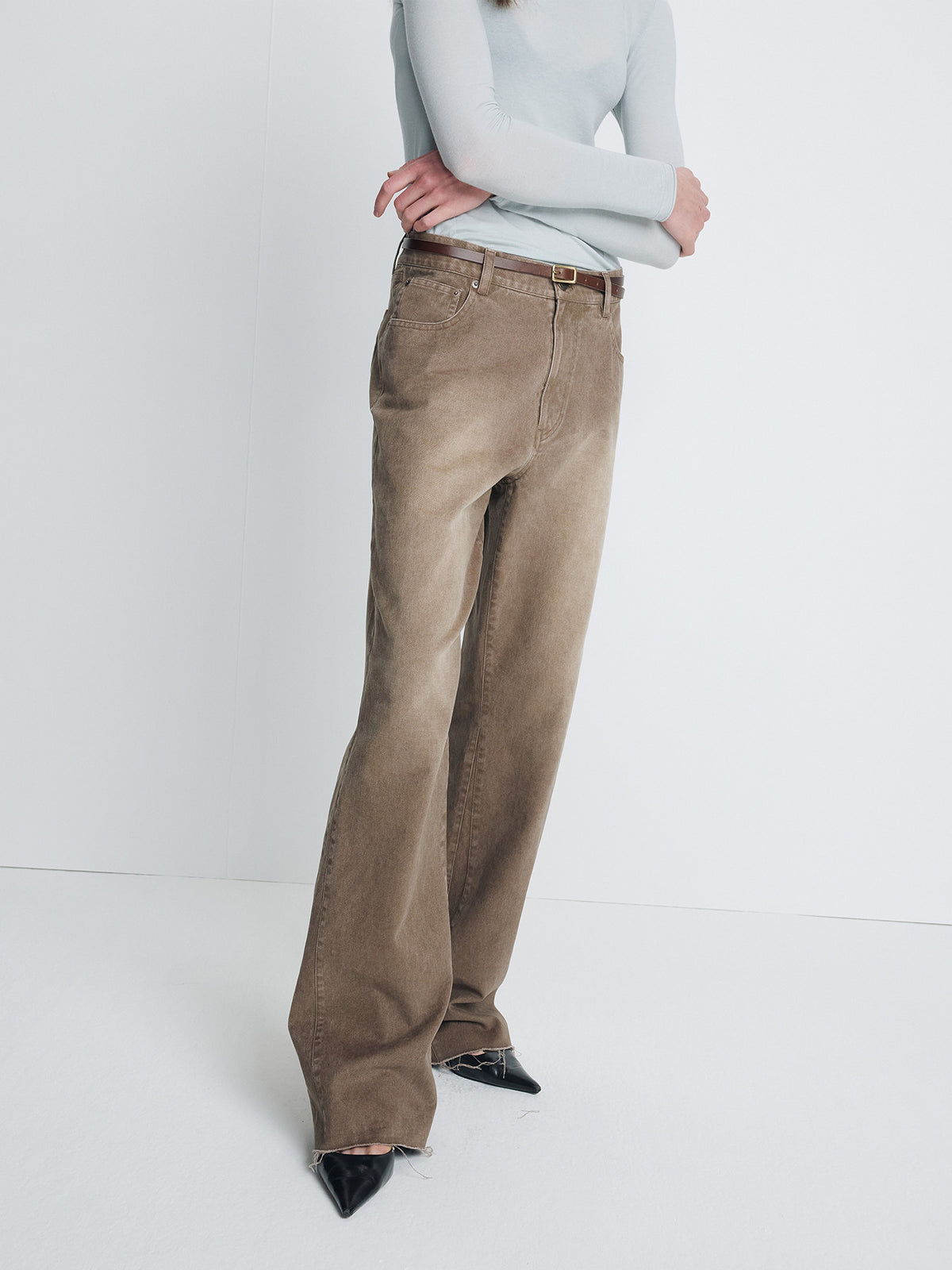 Tonywack - Re-Cut Brushed Cotton Flared Pants (Faded Brown) product image 4 | TRAB K-Fashion Australia