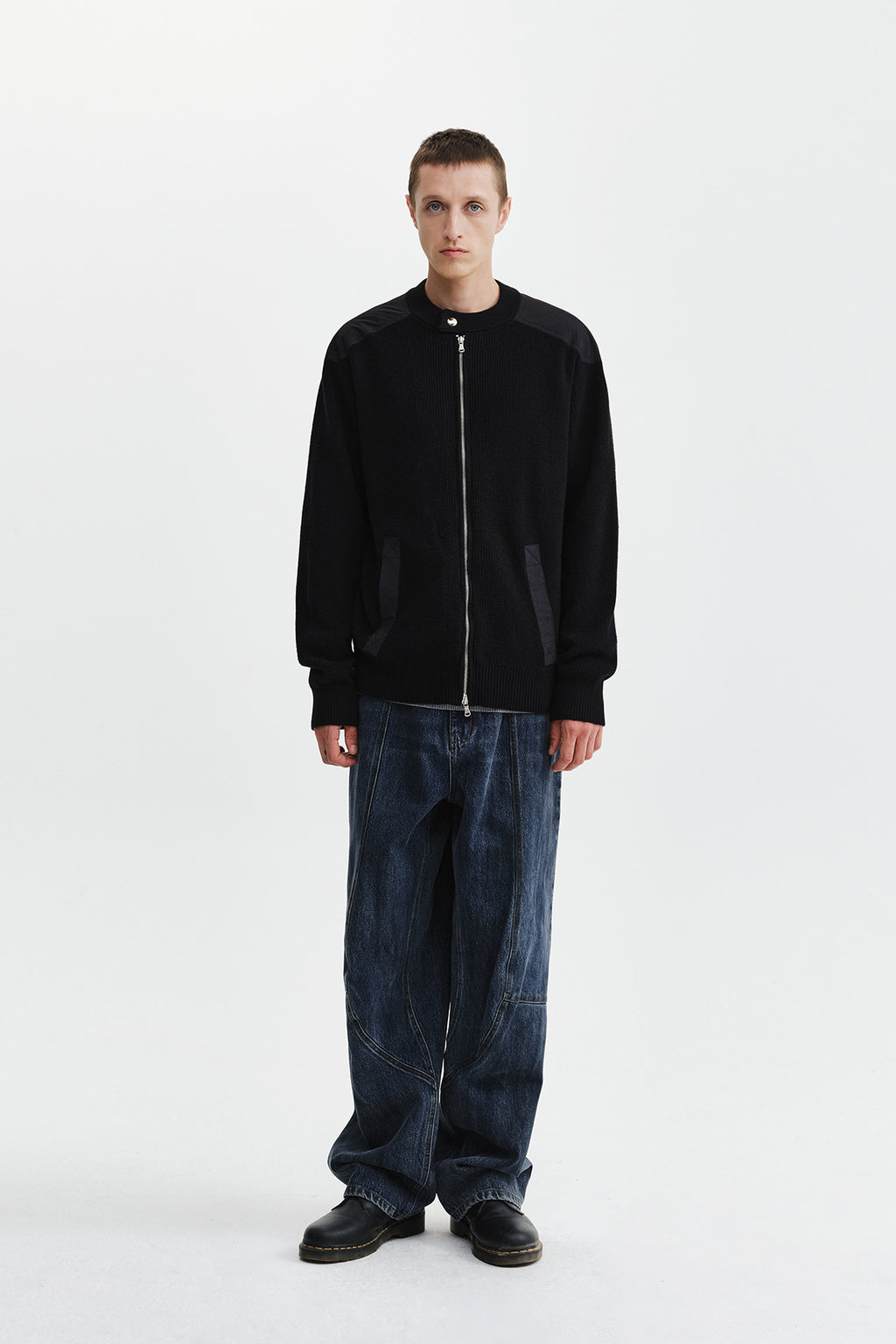 Matin Kim - Patch Detail Knit Zip Up (Black) product image 9 | TRAB K-Fashion Australia