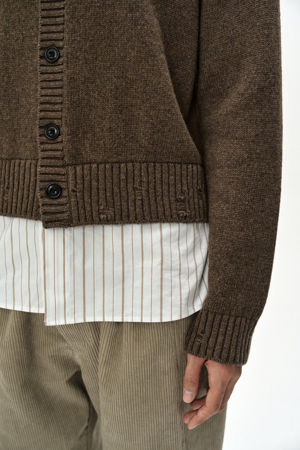 Andersson Bell - Shirt Layered Cardigan (Melange Brown) product image 5 | TRAB K-Fashion Australia