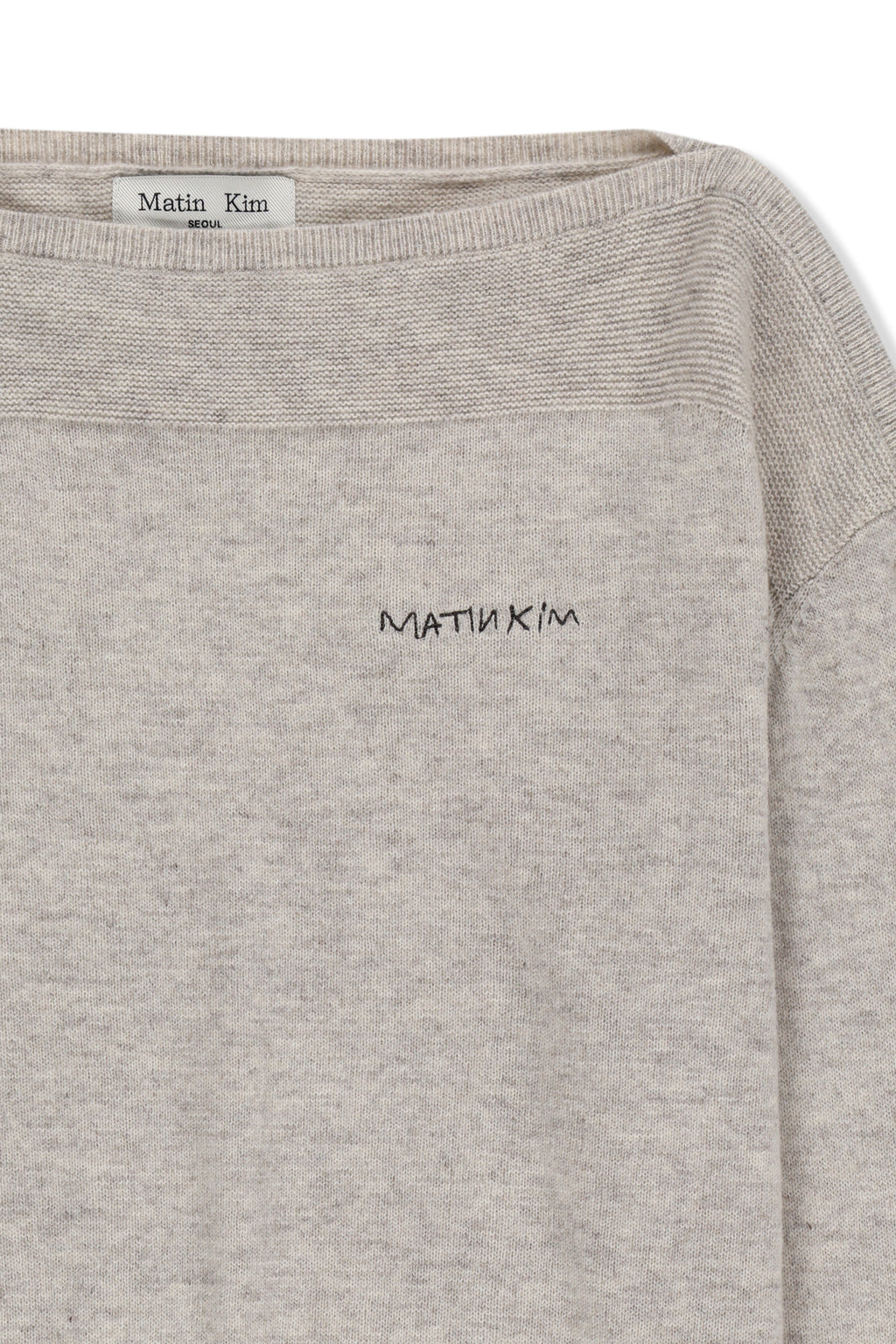 Matin Kim - Boat Neck Volume Sleeve Knit Pullover (Light Beige) product image 3 | TRAB K-Fashion Australia