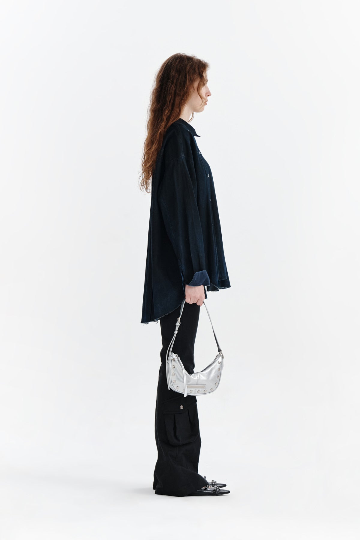 Matin Kim - Denim Cut Out Dying Shirt (Navy) product image 6 | TRAB K-Fashion Australia