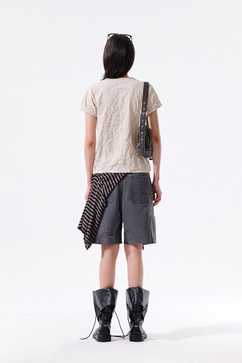 Matin Kim - Lettering Graffiti Crease Top (Beige) product image 7 | TRAB K-Fashion Australia