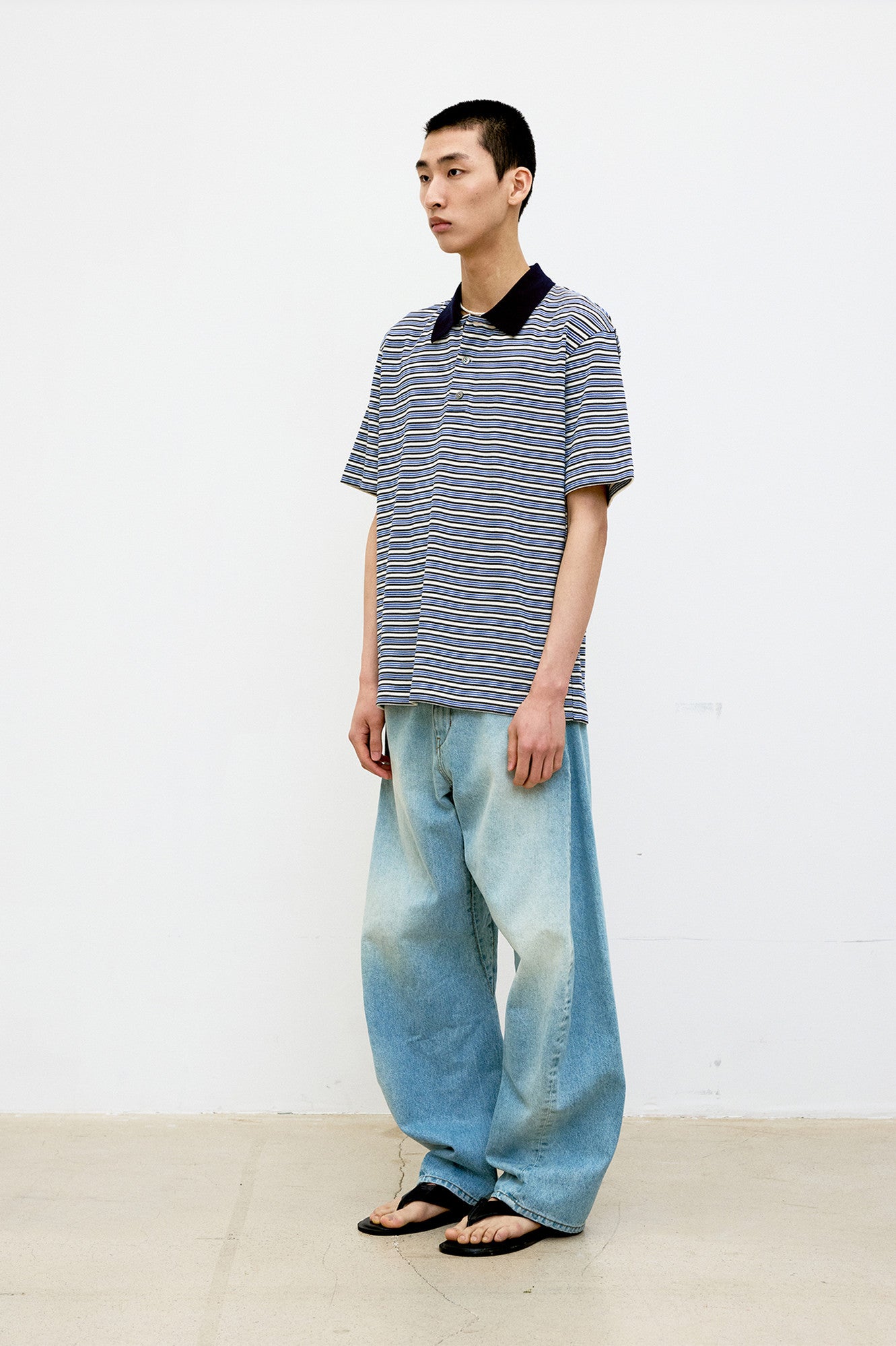 Coor - Multi-Pin Stripe Polo Shirt (Blue) product image 3 | TRAB K-Fashion Australia