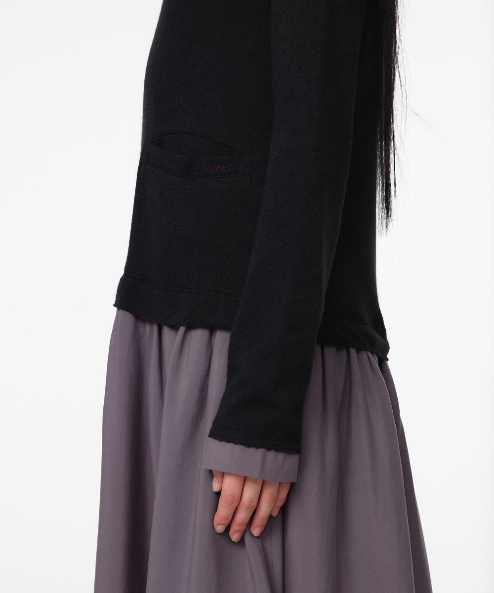 Coyseio - Layered Shirt Cardigan Shirring Dress (Black) product image 6 | TRAB K-Fashion Australia