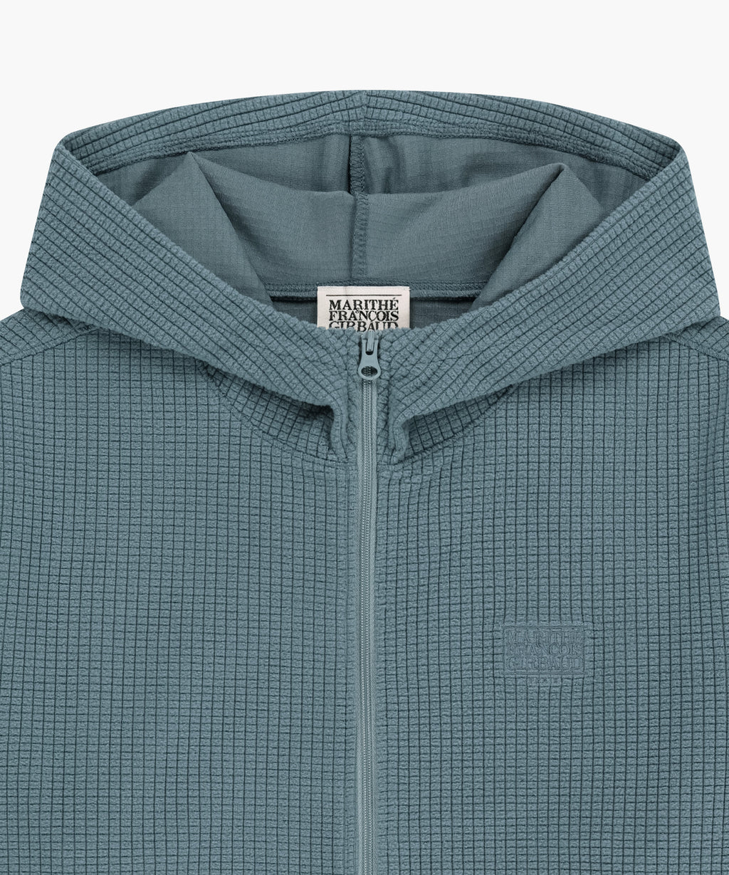 Marithe & Francois Girbaud - Grid Fleece Hoodie Zipup (Ash Blue) product image 3 | TRAB K-Fashion Australia
