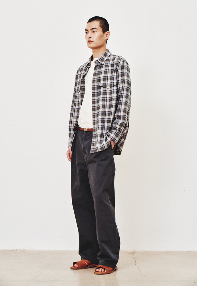 Art if acts - Washed Check Western Shirt (Khaki/Grey) product image 2 | TRAB K-Fashion Australia