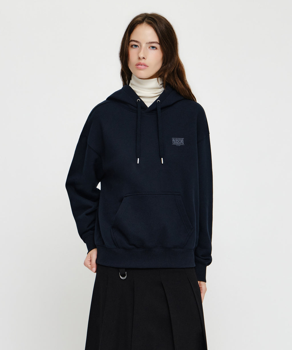 Marithe & Francois Girbaud - Small Classic Logo Oversized Hoodie (brushed) (Navy) product image 1 | TRAB K-Fashion Australia