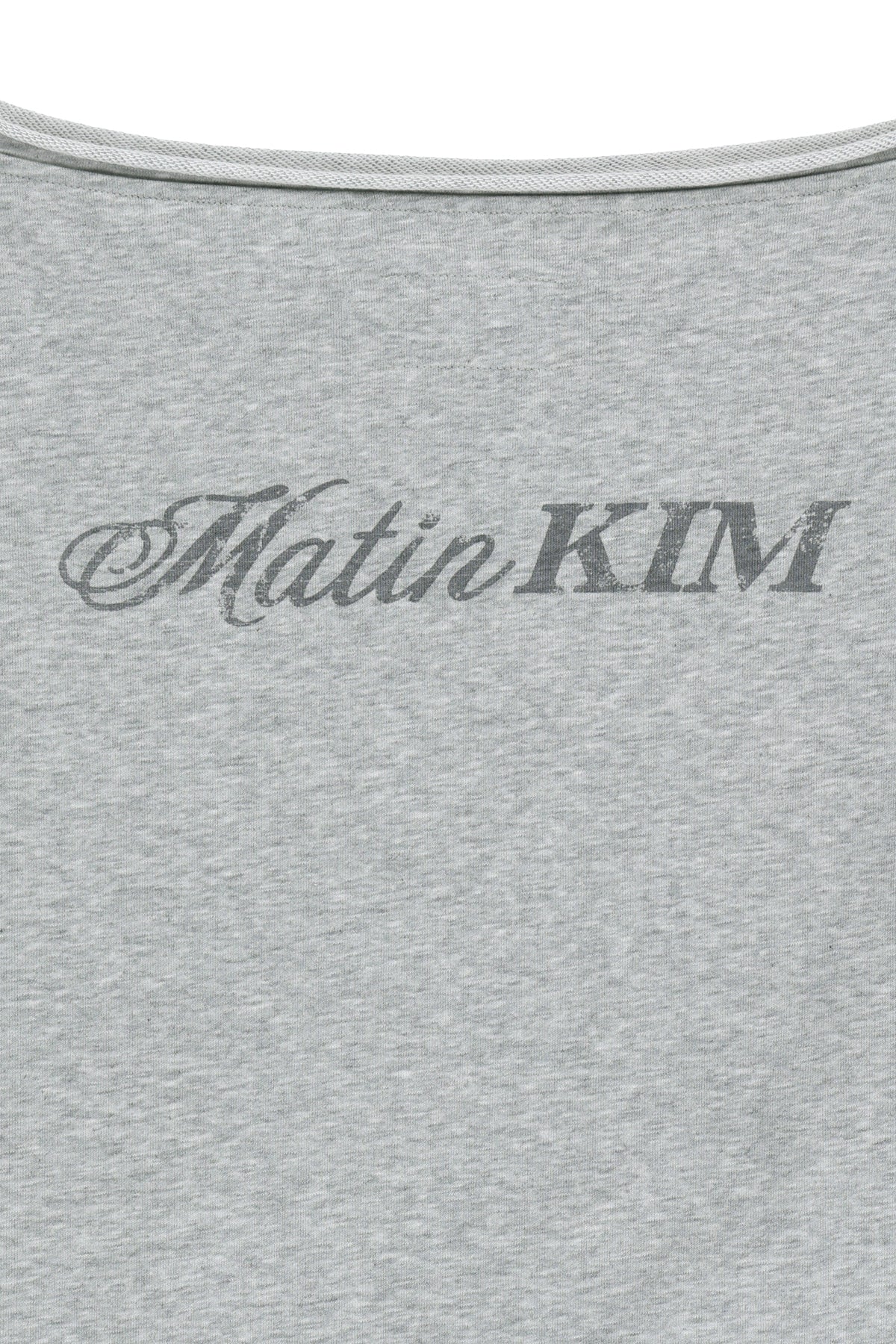 Matin Kim - Back Logo Raw Cut Boat Neck Top (Grey) product image 5 | TRAB K-Fashion Australia