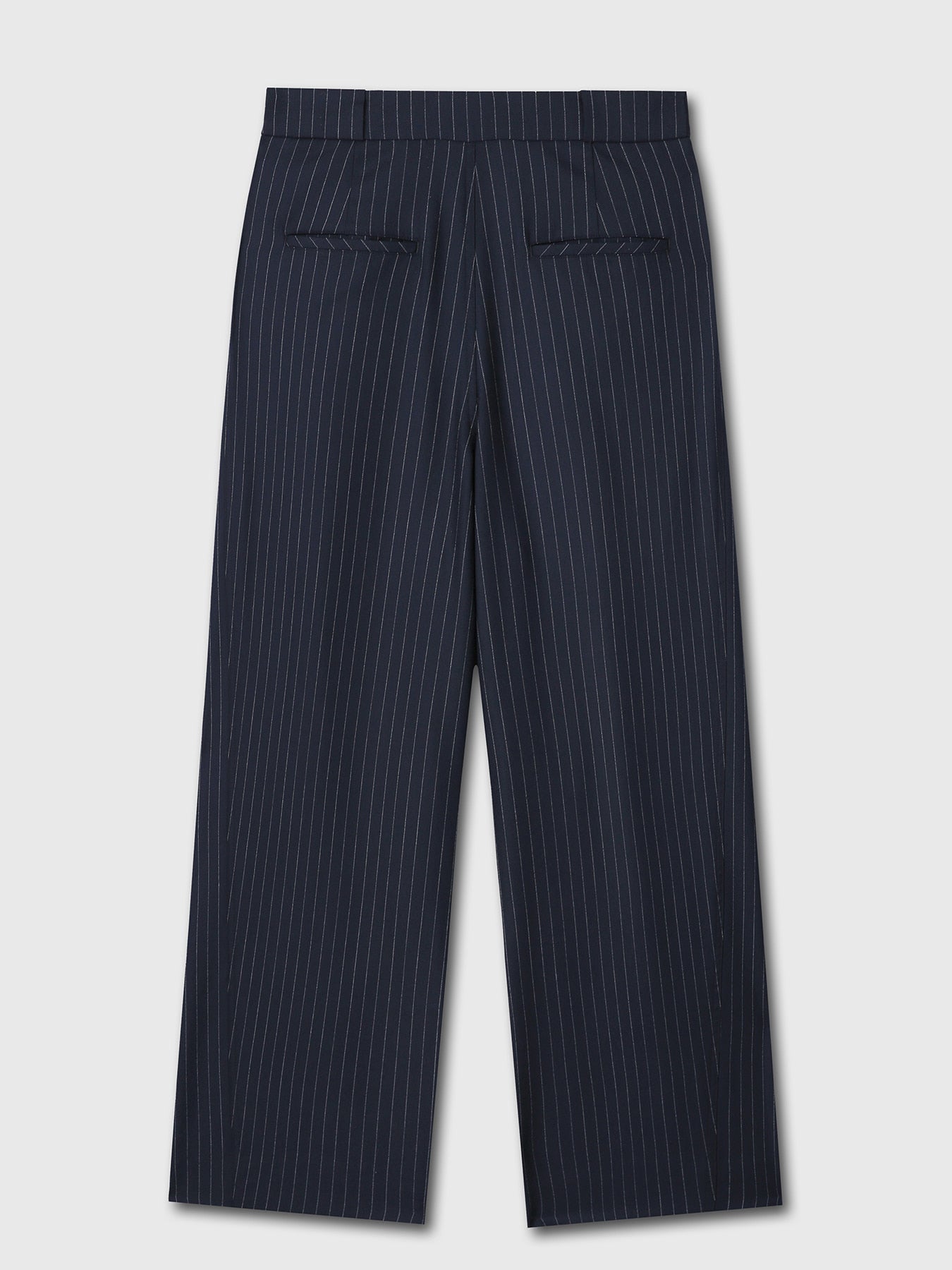 Tonywack - Striped Wool Double-Pleats Wide Trousers (Navy Pinstripe) product image 8 | TRAB K-Fashion Australia