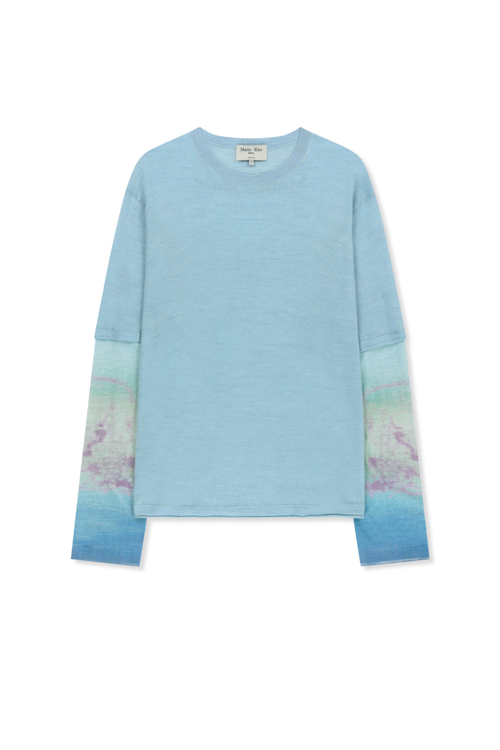 Matin Kim - Sleeve Print Knit Pullover (Light Blue) product image 1 | TRAB K-Fashion Australia
