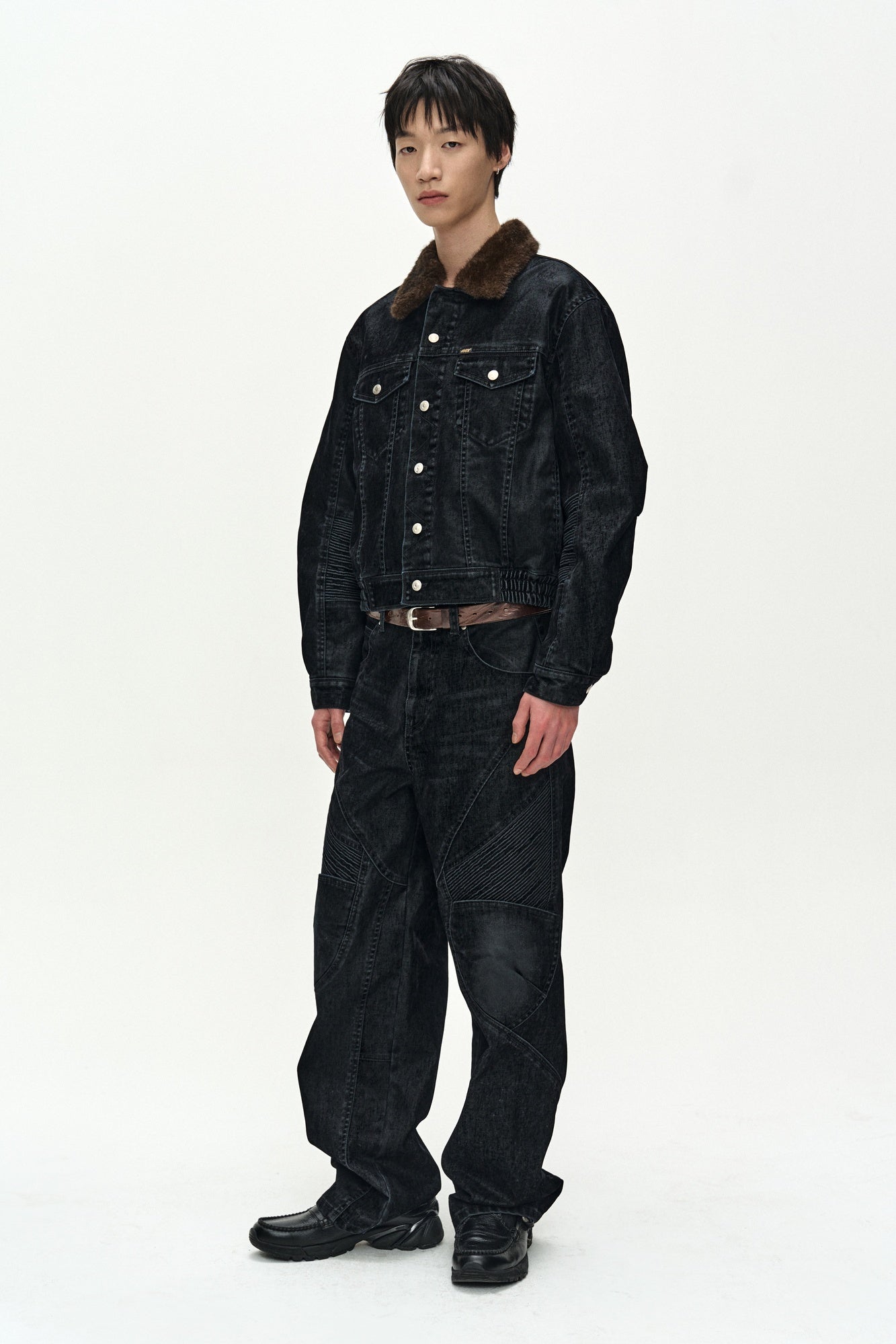 Andersson Bell - Unisex Rodeo Biker Wide-Leg Jeans (black) (Black) product image 4 | TRAB K-Fashion Australia